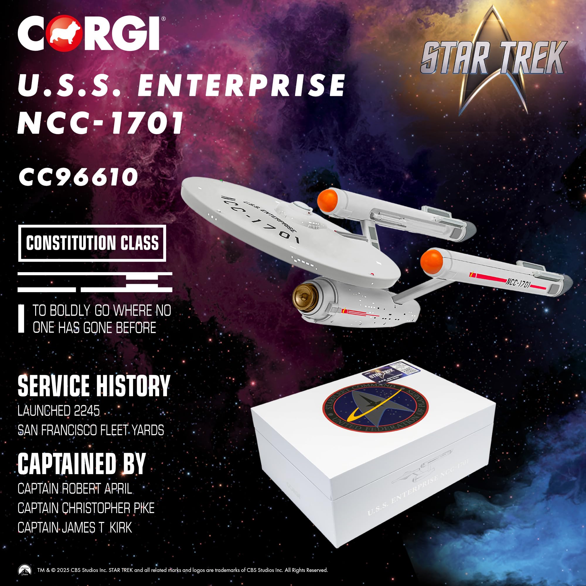Corgi Diecast USS Enterprise NCC-1701 Star Trek Model - Collectible Spacecraft Toy for Adults 7