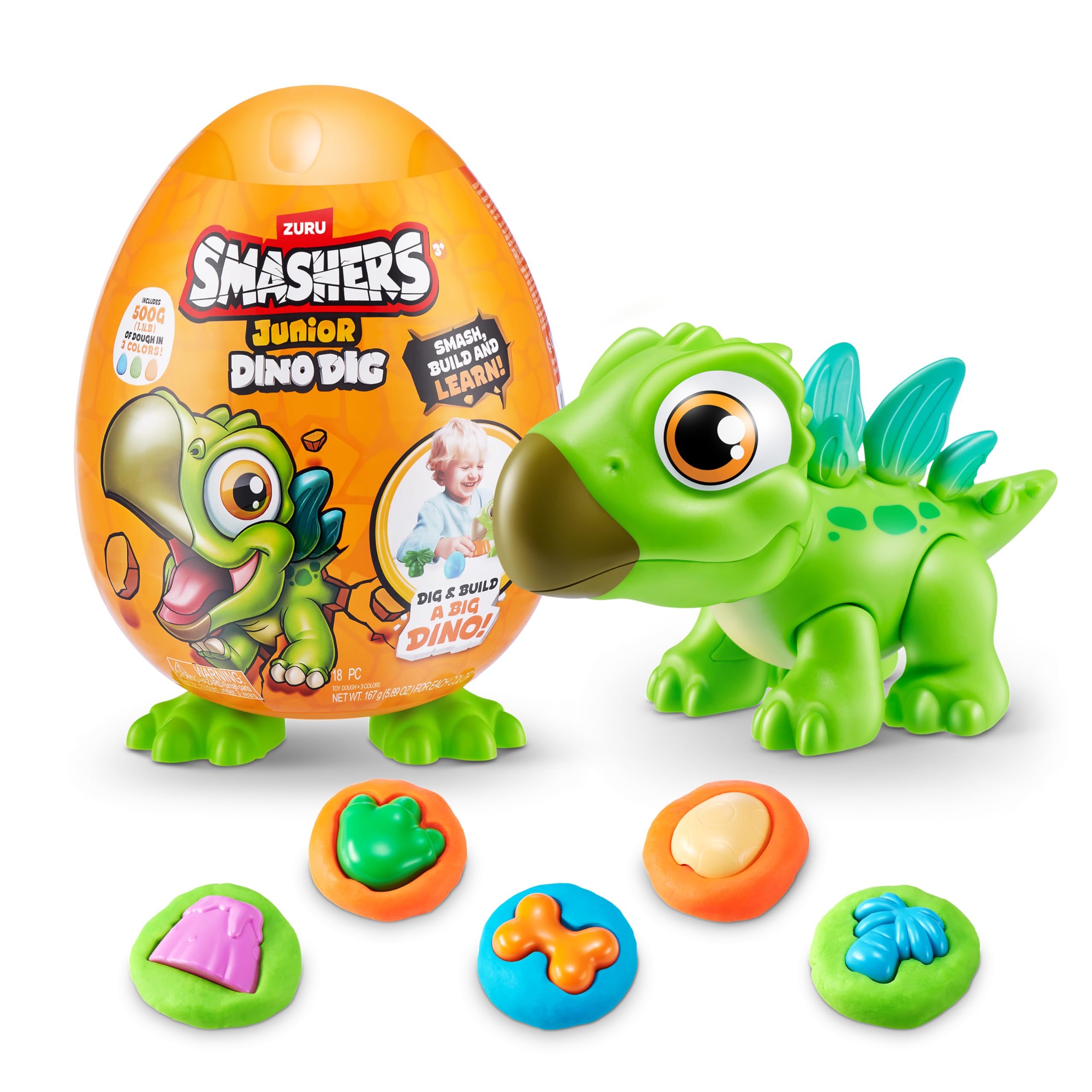 Smashers Junior Dino Dig Egg - Stegosaurus Build & Play Sensory Toy for Toddlers 18m+ 8
