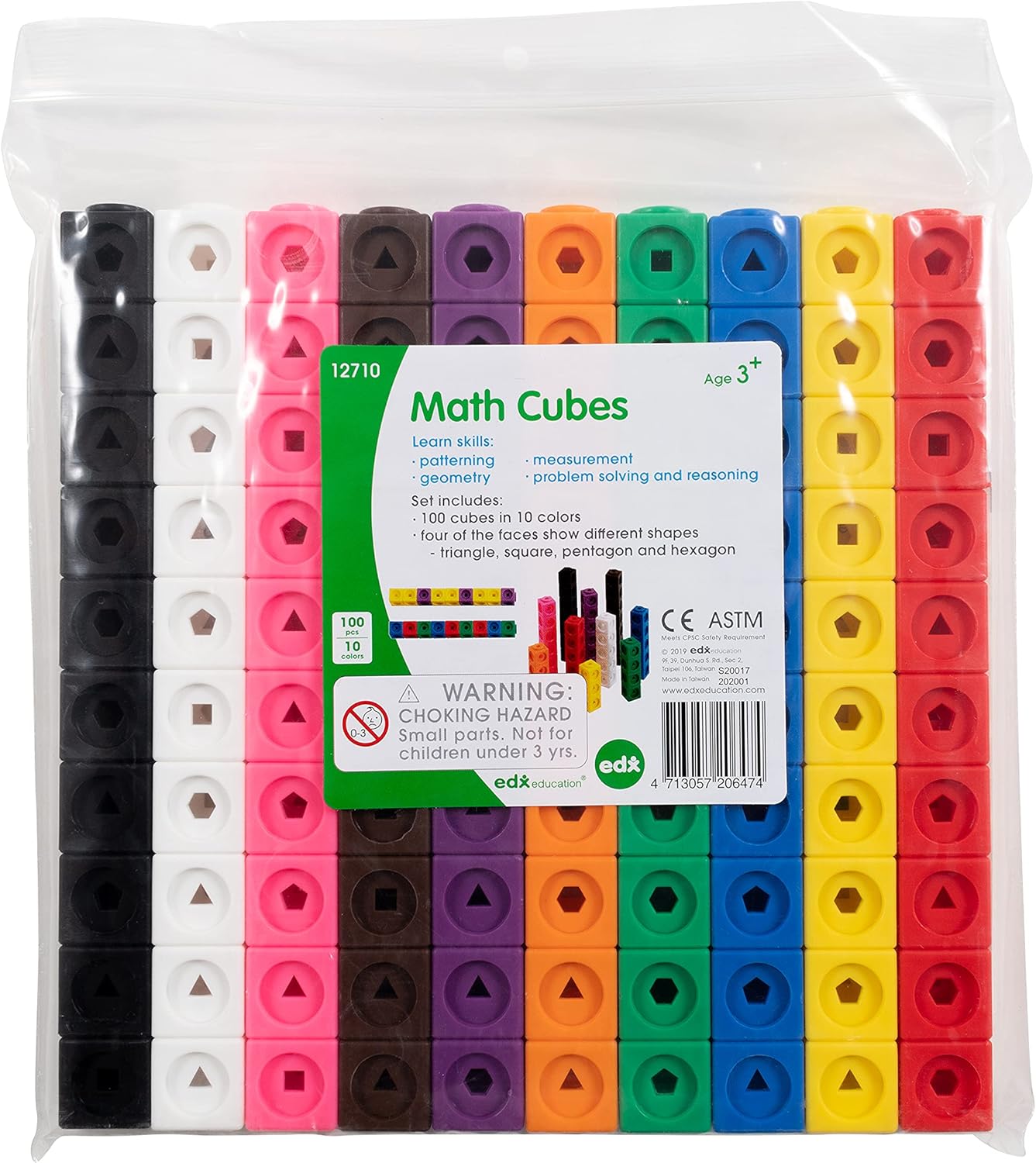 EDX Education Math Cubes - 100-Piece Linking Cube Set for Early Learning 9