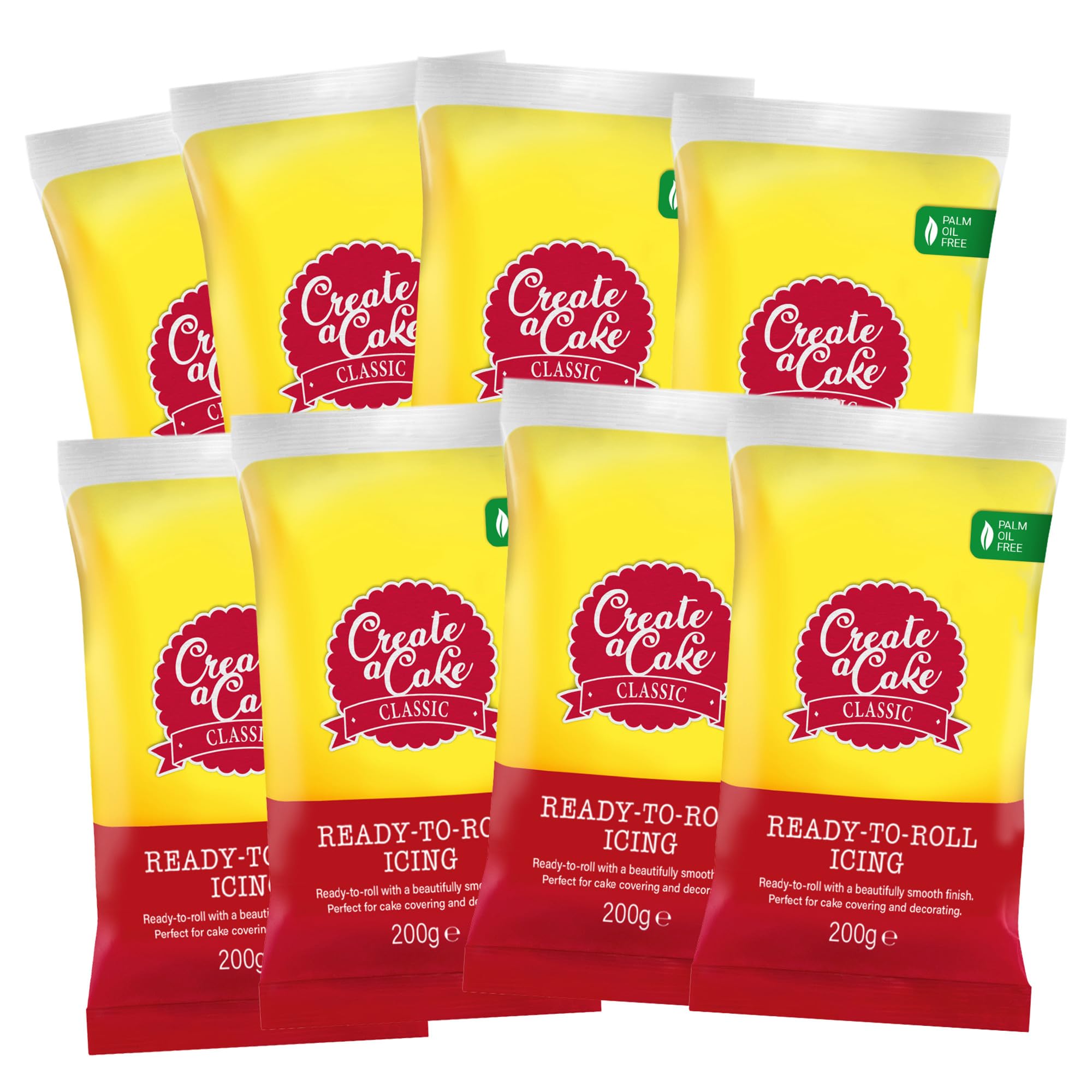 Create A Cake - Ready to Roll Icing Yellow Fondant Icing Palm Free Sugar Paste 1.6kg