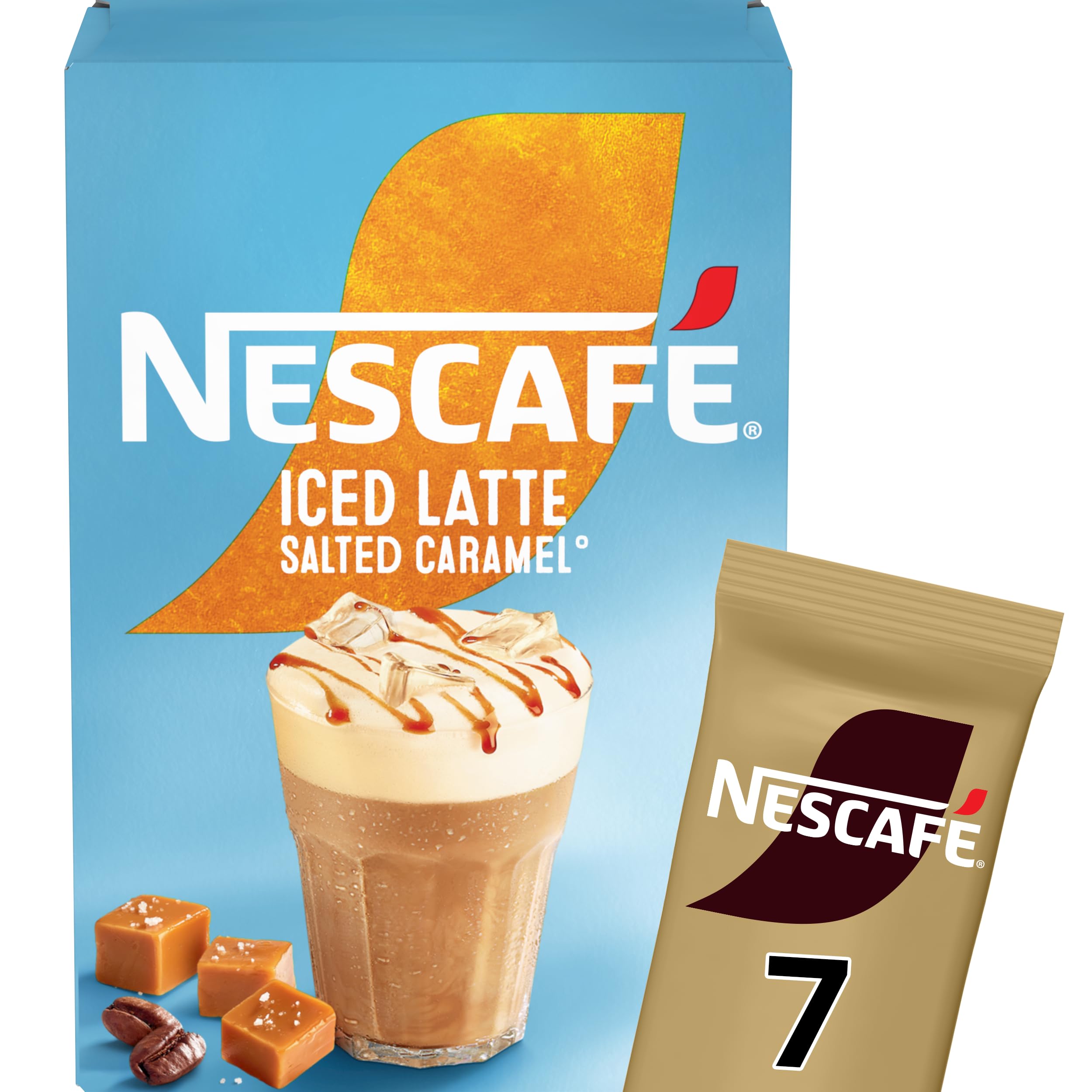 NESCAFÉ Iced Latte Salted Caramel Instant Coffee - 7 x 14.5g Sachets