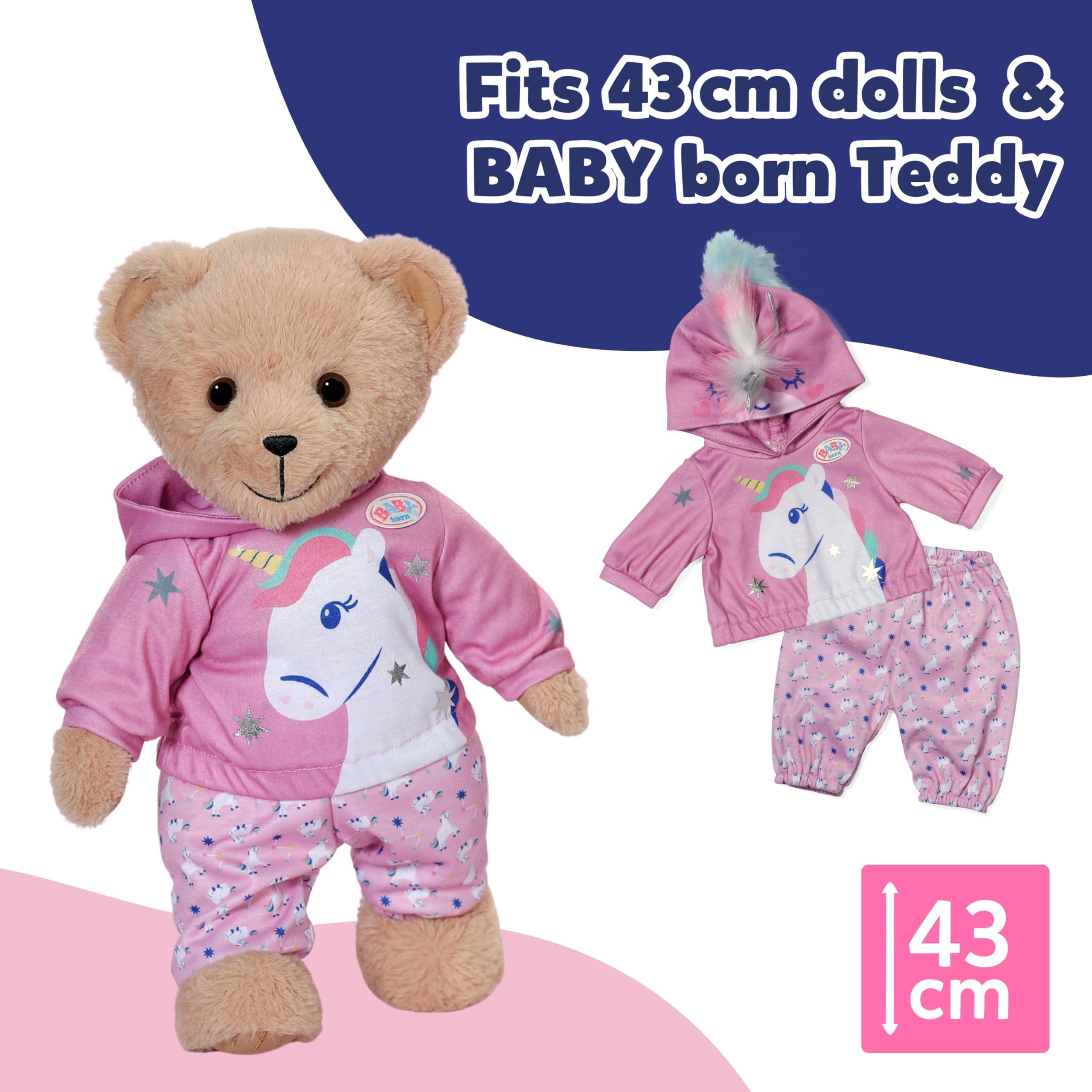 BABY born Unicorn Jogging Suit Outfit - Doll Clothes for 43cm Dolls - Ages 3+ 5