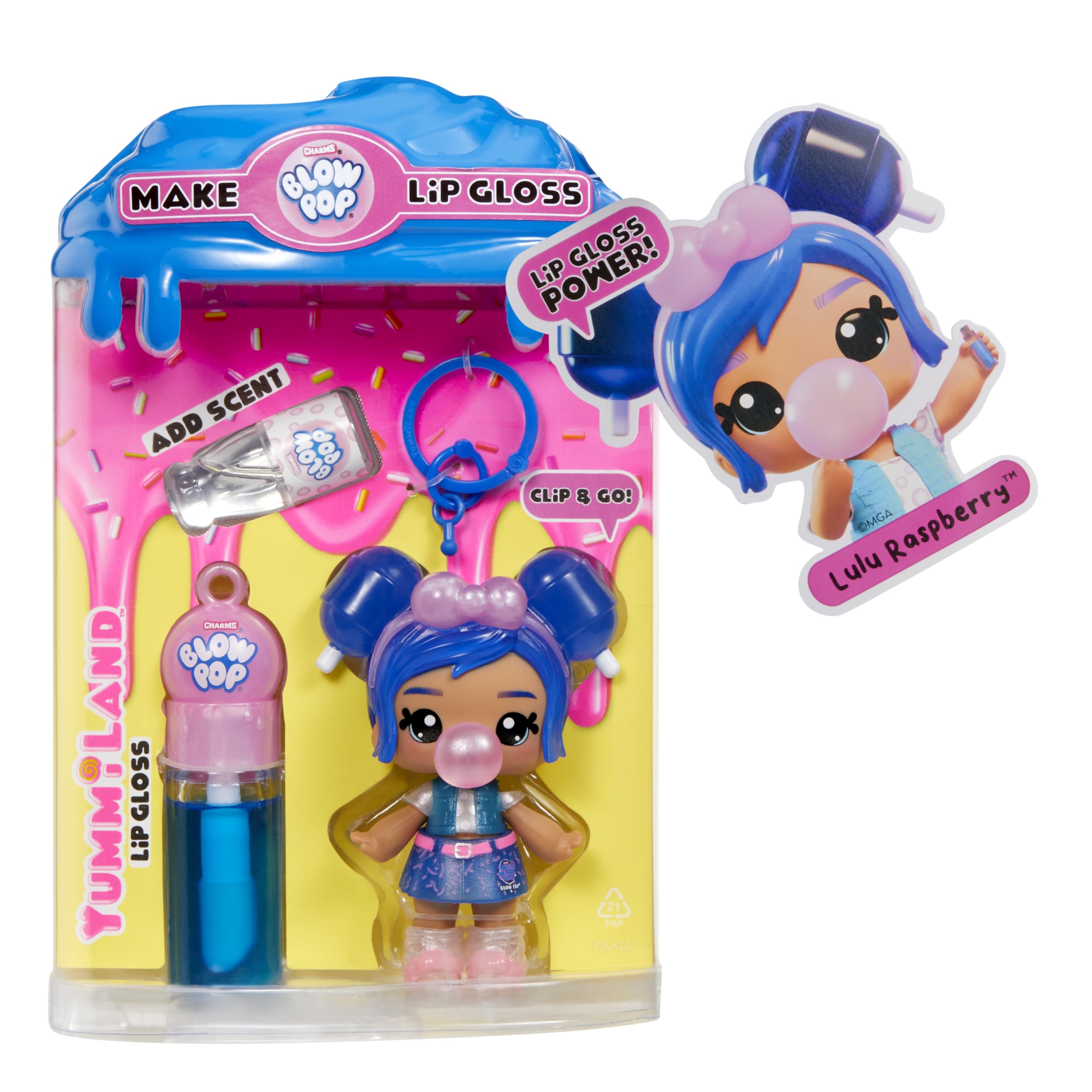 Yummiland x Blow Pop Lip Gloss Doll - Lulu Raspberry DIY Kit with Keychain, Articulated Fashion Doll & Customizable Accessories 15