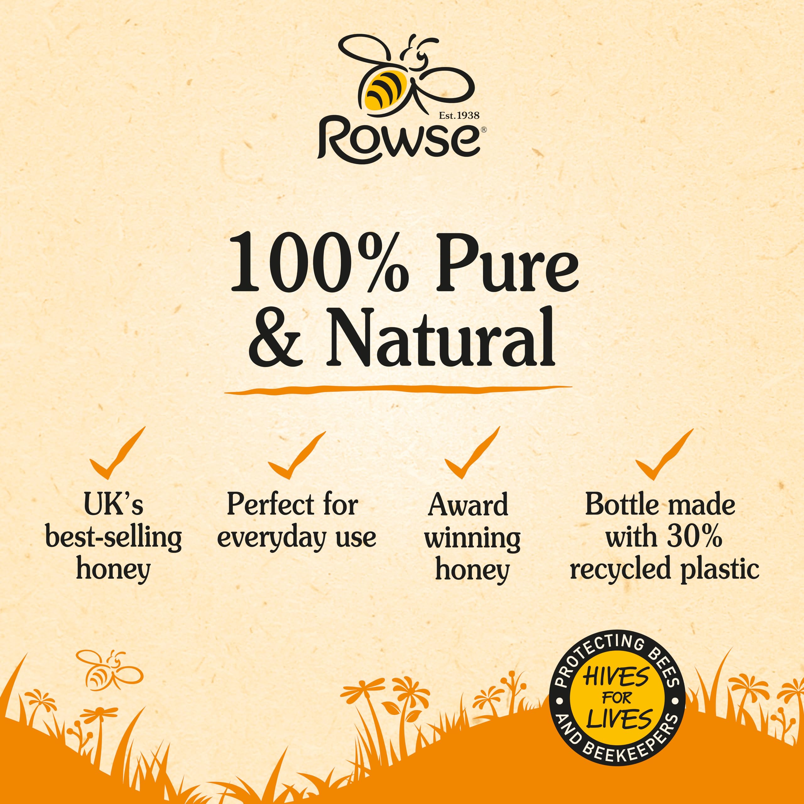 Rowse Runny Honey - 100% Pure & Natural | Squeezy Bottle | 680 g