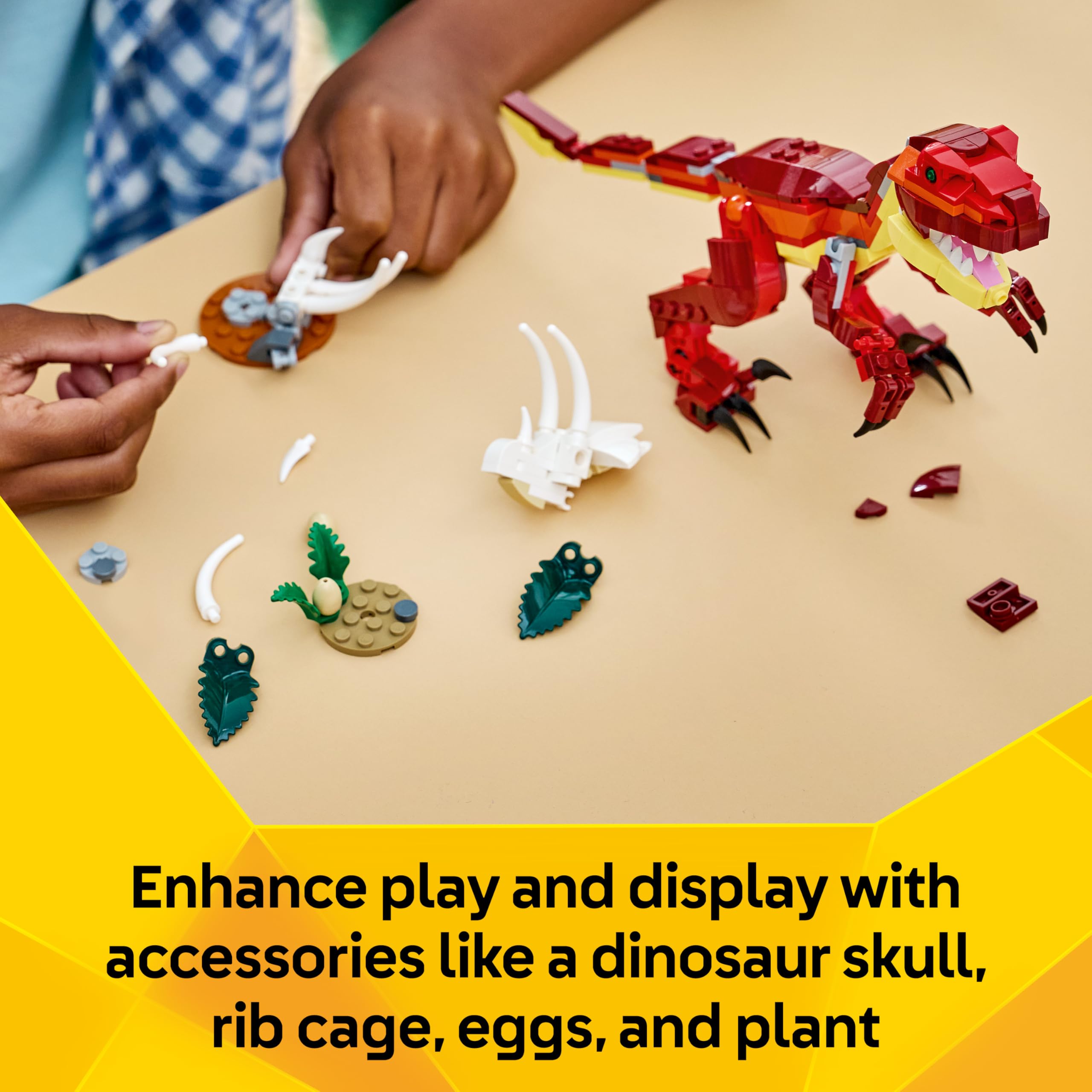 LEGO Creator 3in1 Fierce Dinosaur Toy - Build Velociraptor, Stegosaurus or 7