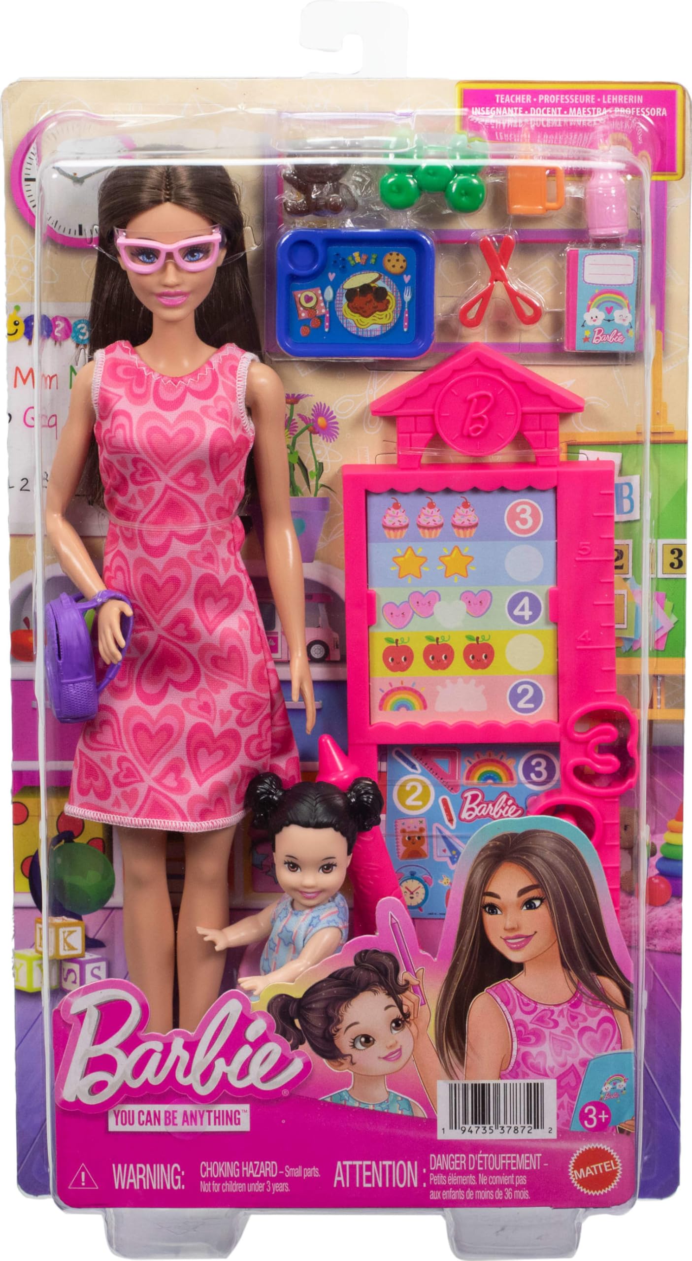 Barbie Careers Teacher Playset with Fashion Doll | Includes Accessories & Sticker Sheet | Ages 3+ 6