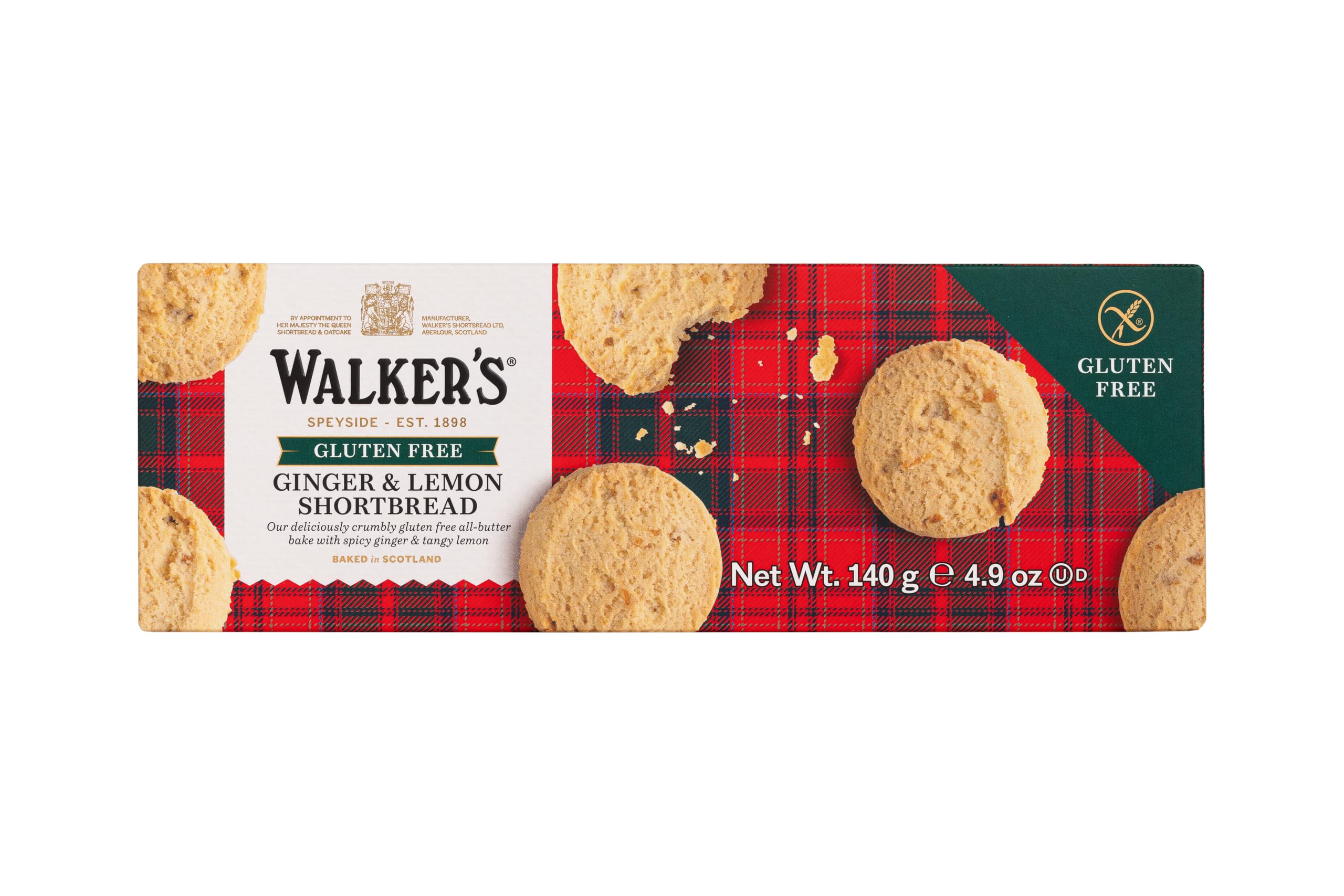 Walker's Shortbread Gluten Free Rounds – Ginger & Lemon, Pure Butter Scottish Cookies