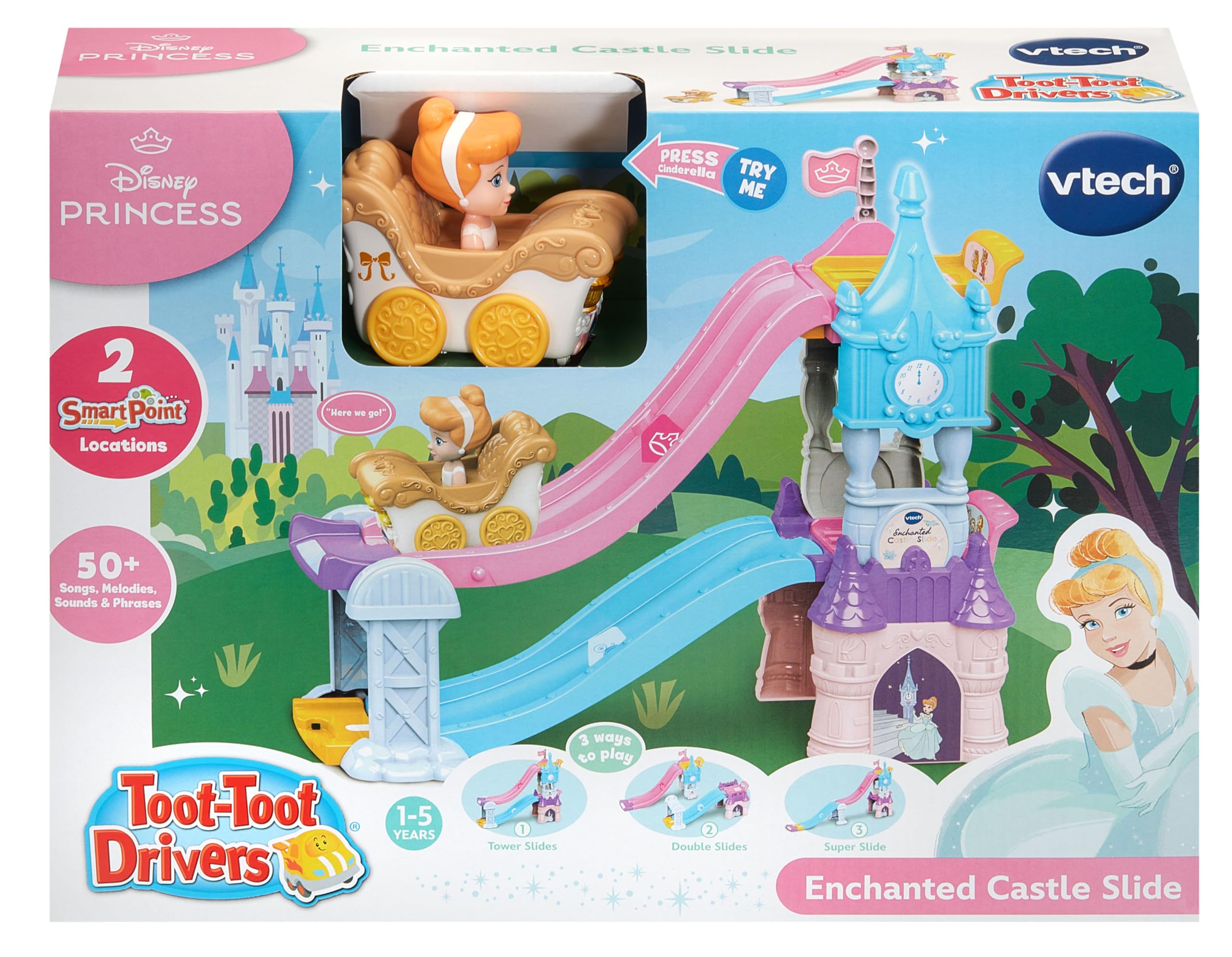VTech Toot-Toot Drivers Enchanted Castle Slide - Disney Princess Cinderella Playset for Ages 1-5 8