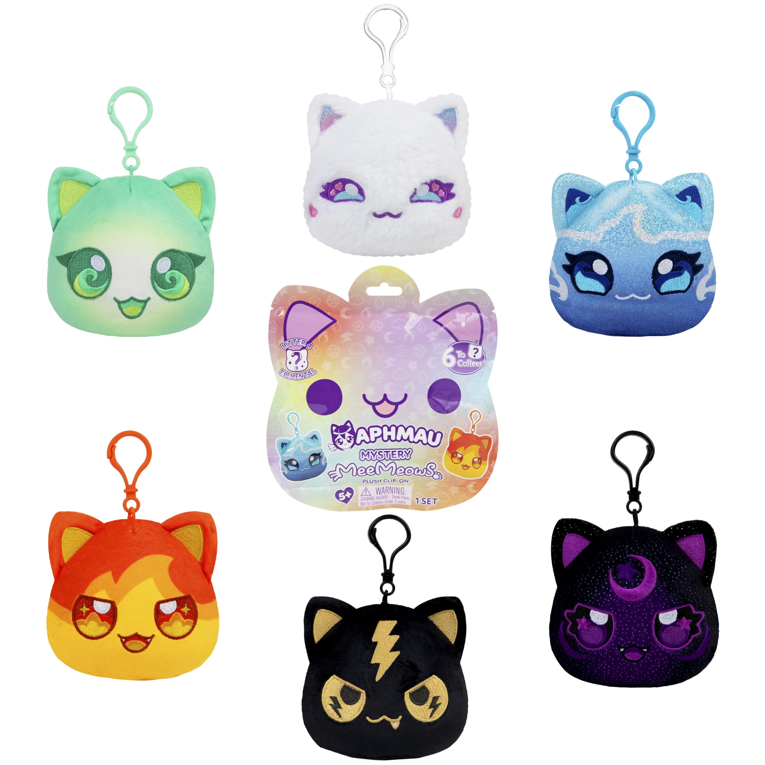 Aphmau 6” MeeMeow Mystery Plush Clip Ons - Elemental Collection | Official Merch