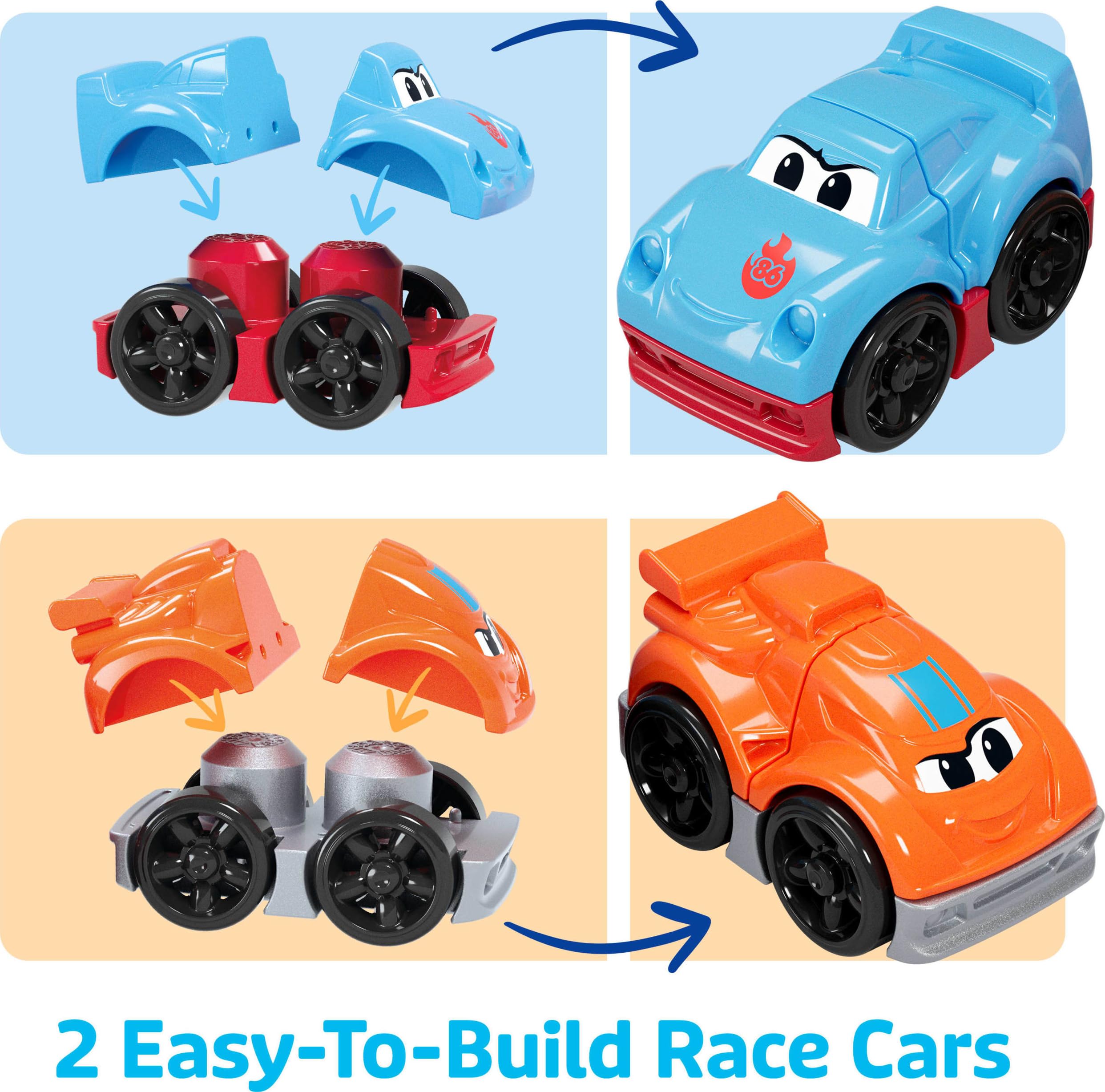 MEGA BLOKS First Builders Build & Race Rig - 19-Piece Toddler Building Set with Race Cars 4