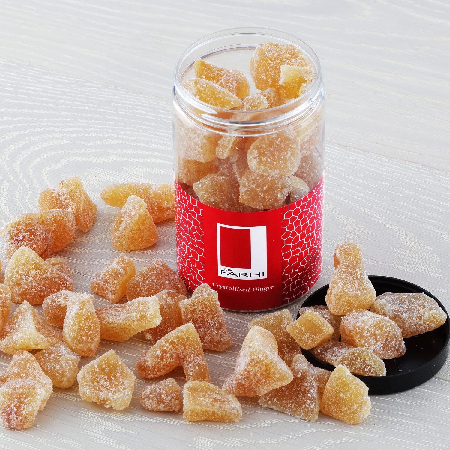 Rita Farhi Crystallised Ginger in Luxury Gift Jar | Sweet & Spicy Ginger Sweets