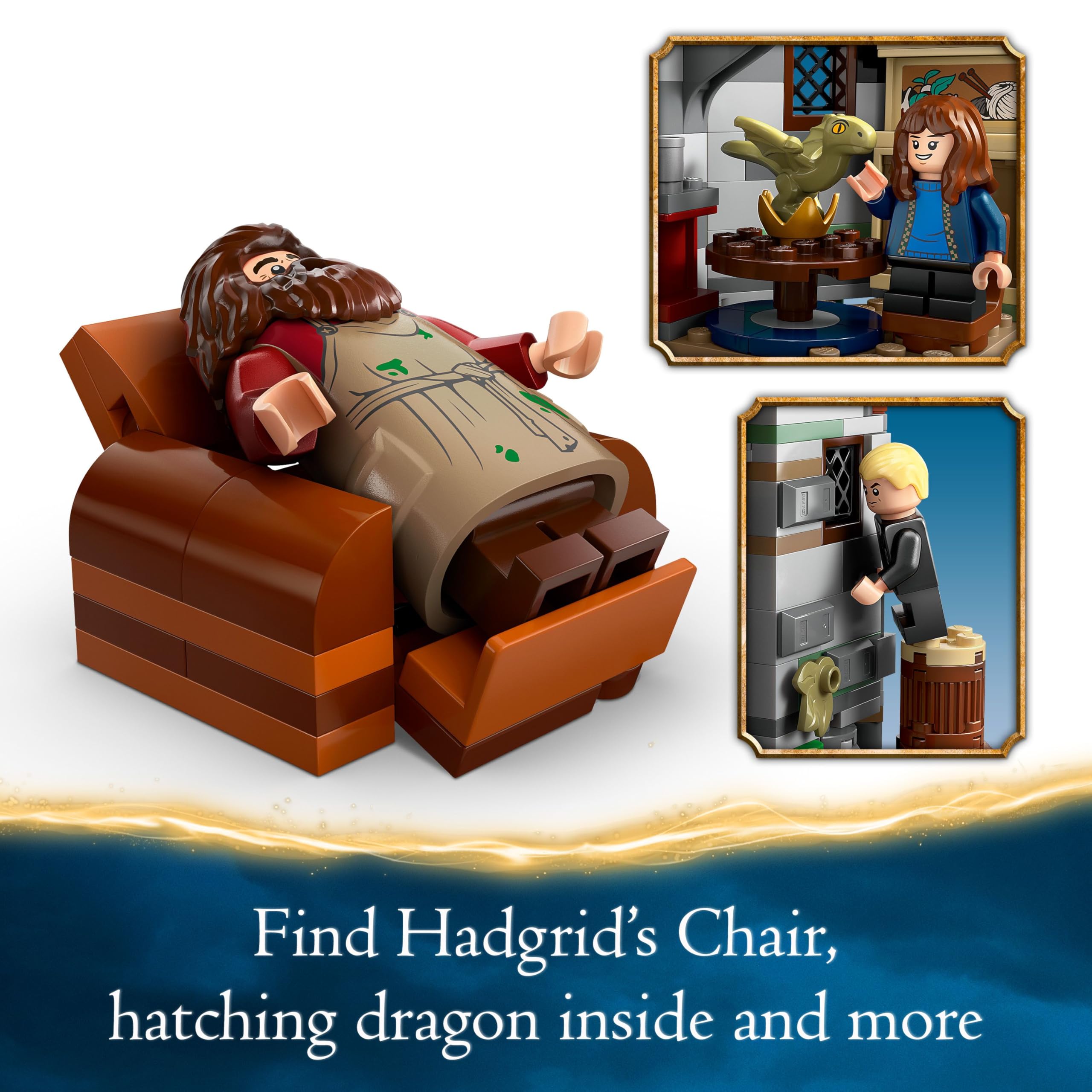 LEGO Harry Potter 76428 Hagrid’s Hut: An Unexpected Visit – Buildable Playset with 5 Minifigures, Dragon & Dog, Ages 8+ 6