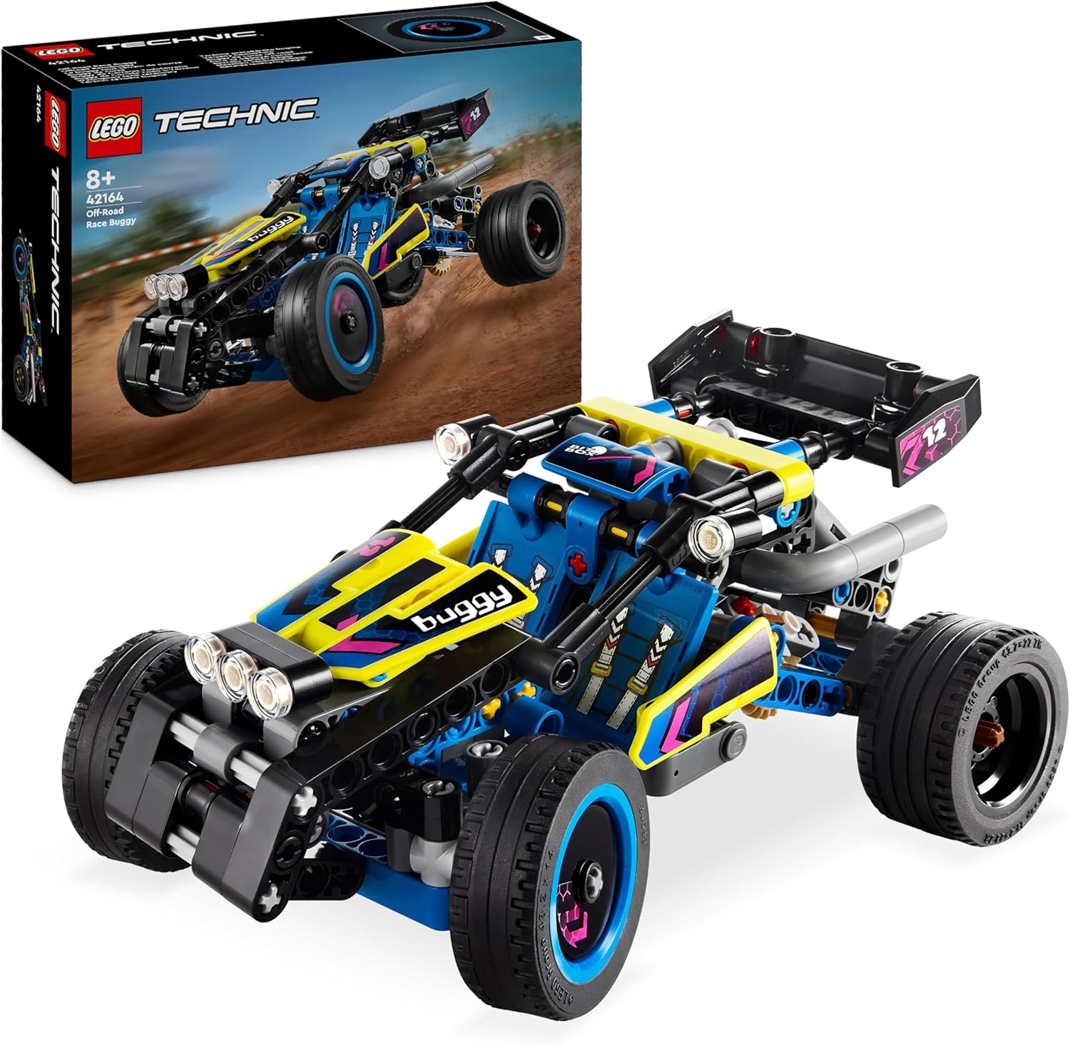 LEGO Technic Offroad-Rennbuggy 42164 – Bauset mit 4-Zylinder-Motor und Flex-Lenkung für Kinder ab 8 Jahren