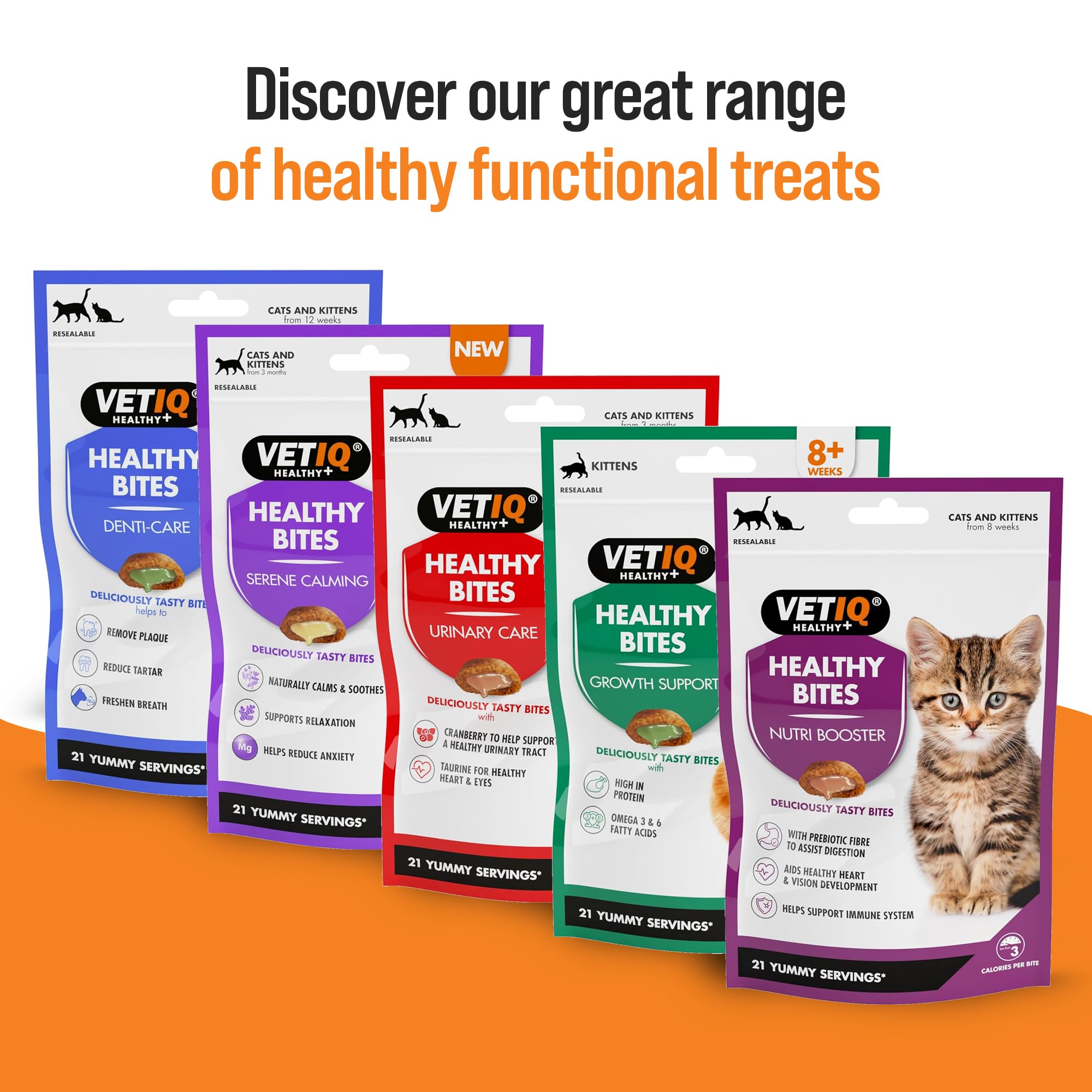 VETIQ Healthy Bites Hairball Relief Treats for Cats & Kittens 12+ Weeks | Chicken Flavor | 8 Pack (65g Each) 5