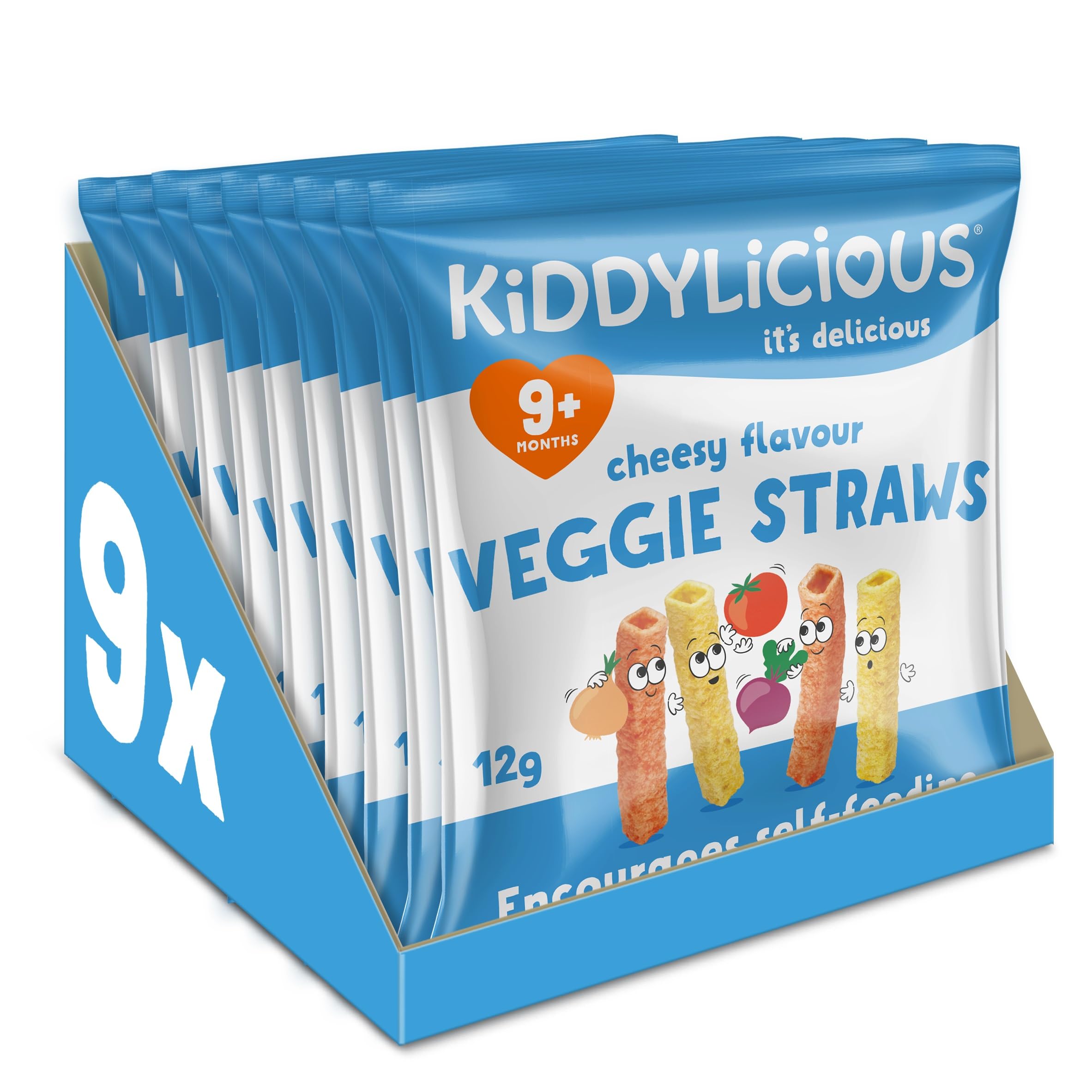 Kiddylicious Cheesy Veggie Straws - Snacks for Kids 9+ Months - 9 Individual Packs