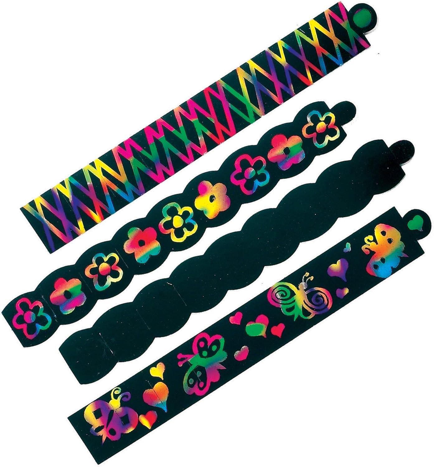 Baker Ross Scratch Art Bracelets - Rainbow Reveal Craft Kit for Kids 6