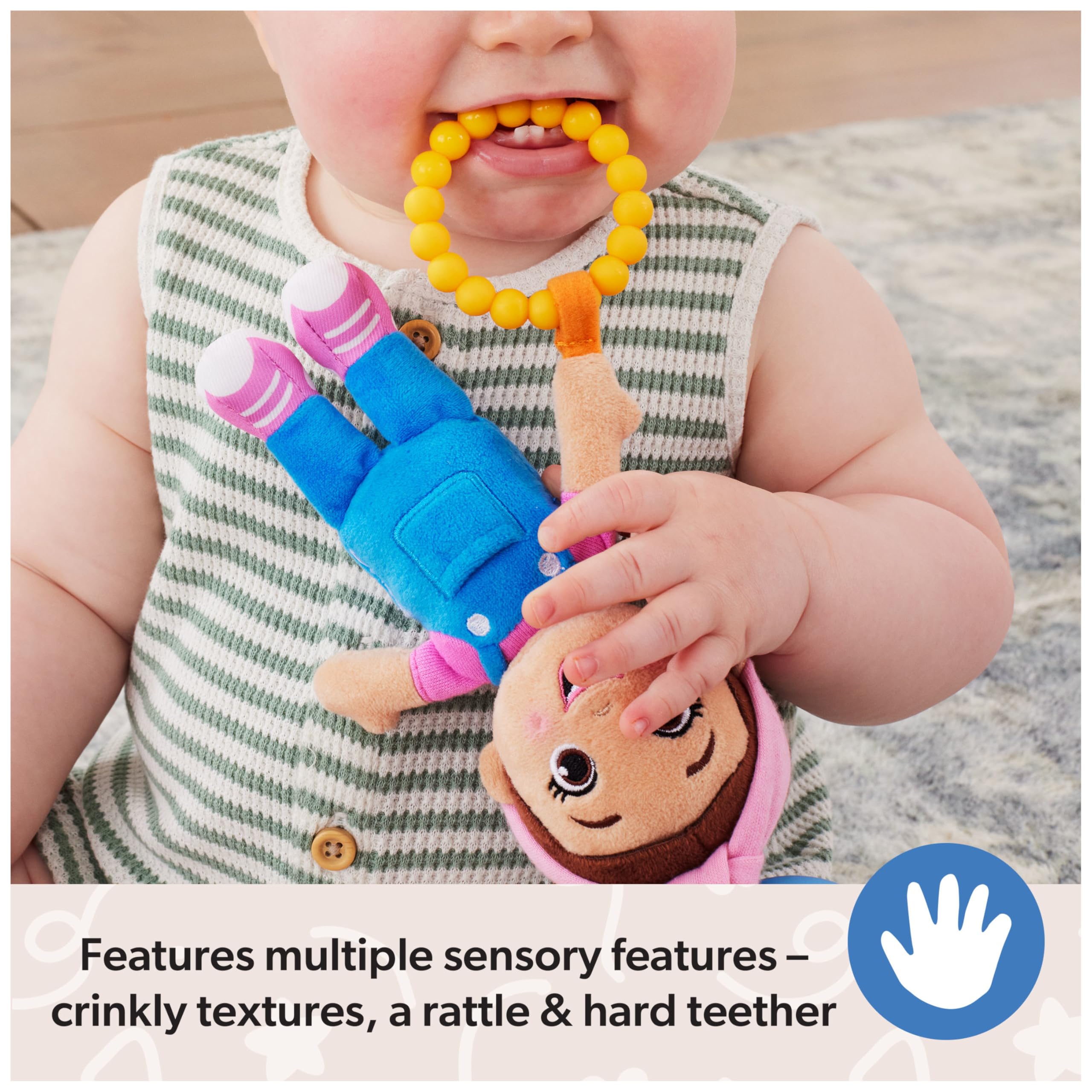 Ms. Rachel Sensory Take-Along Toy - Crinkly Teether with Rattle for 3+ Months 5