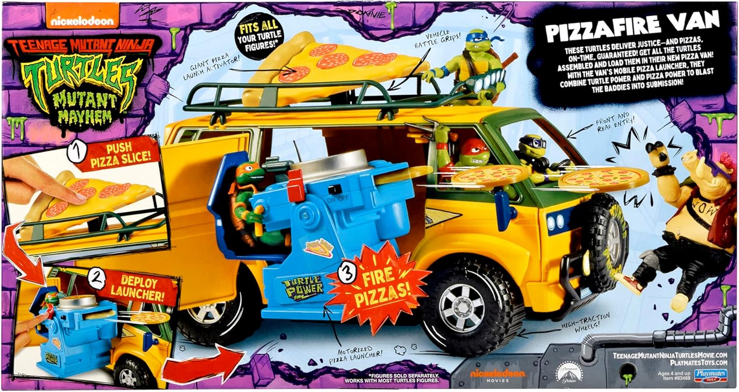 Teenage Mutant Ninja Turtles Pizza Fire Delivery Van - Action Playset for Kids 4+ 5