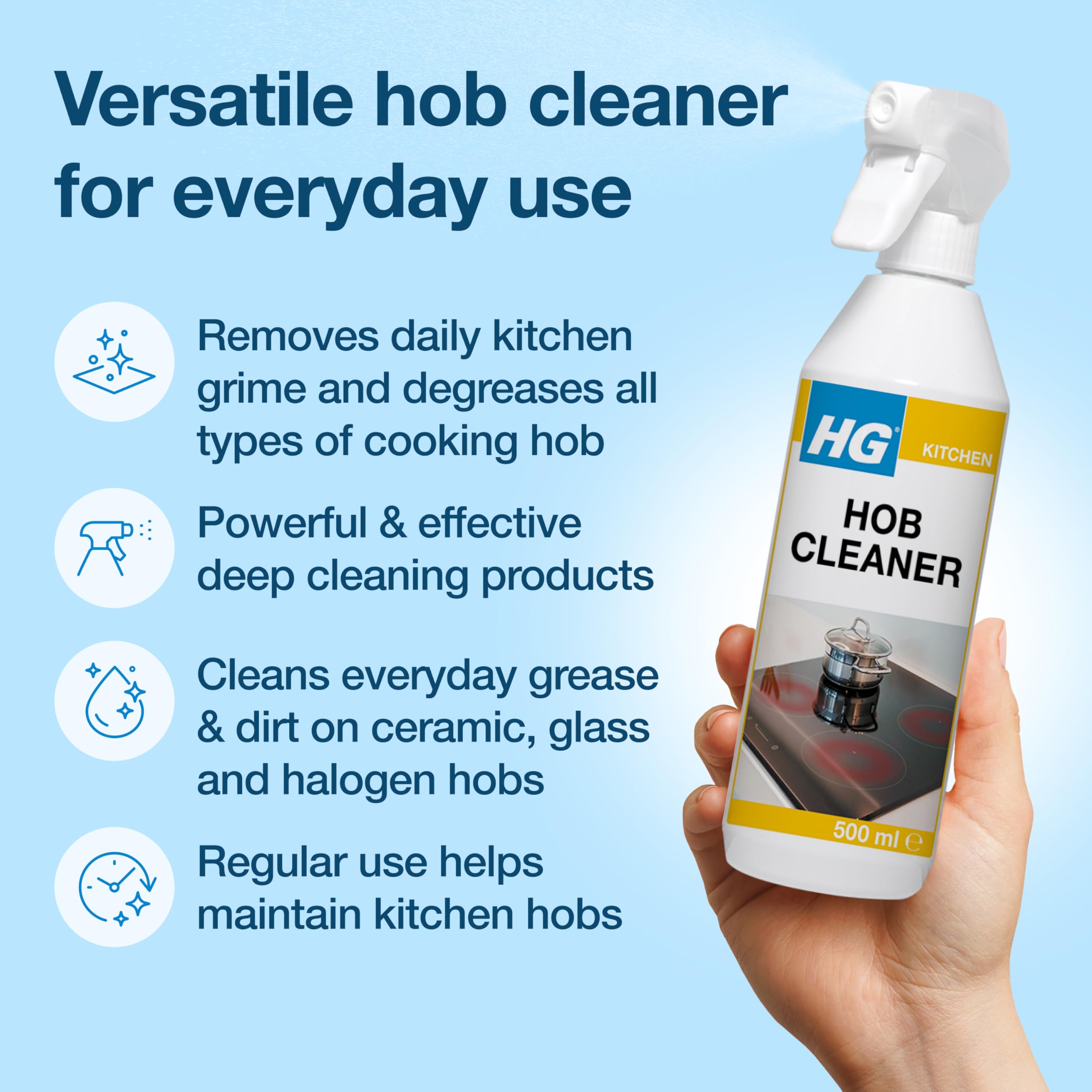 HG - Hob Cleaner for Everyday Use, Induction & Glass Ceramic Cooktop Spray, 500ml 11
