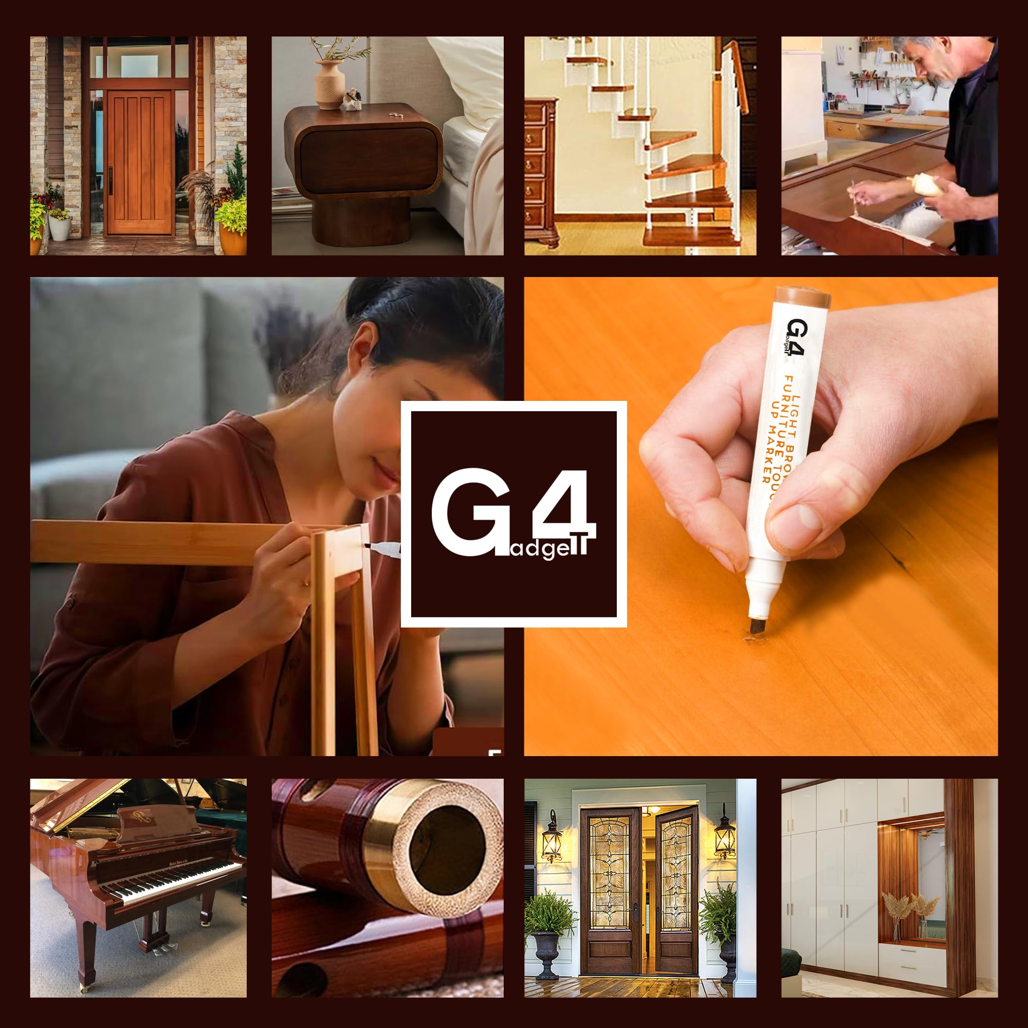 G4GADGET Furniture Touch-Up Markers - 3 Pack Wood Repair Pens for Scratches | Quick-Drying Ink 3