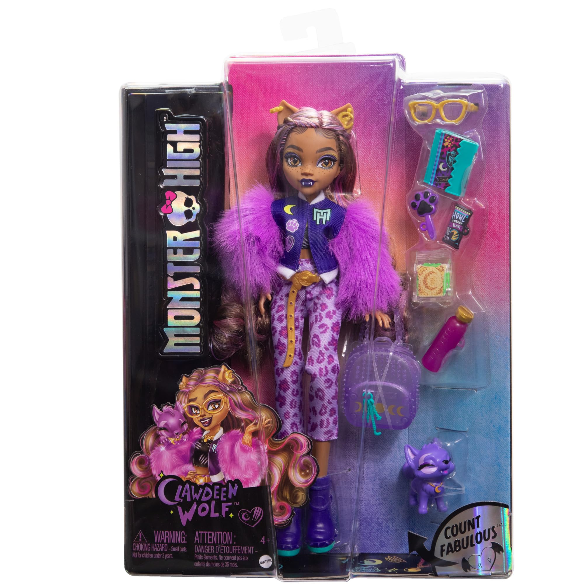 Monster High Clawdeen Wolf Doll with Pet Crescent & Accessories - Ages 4+ 7
