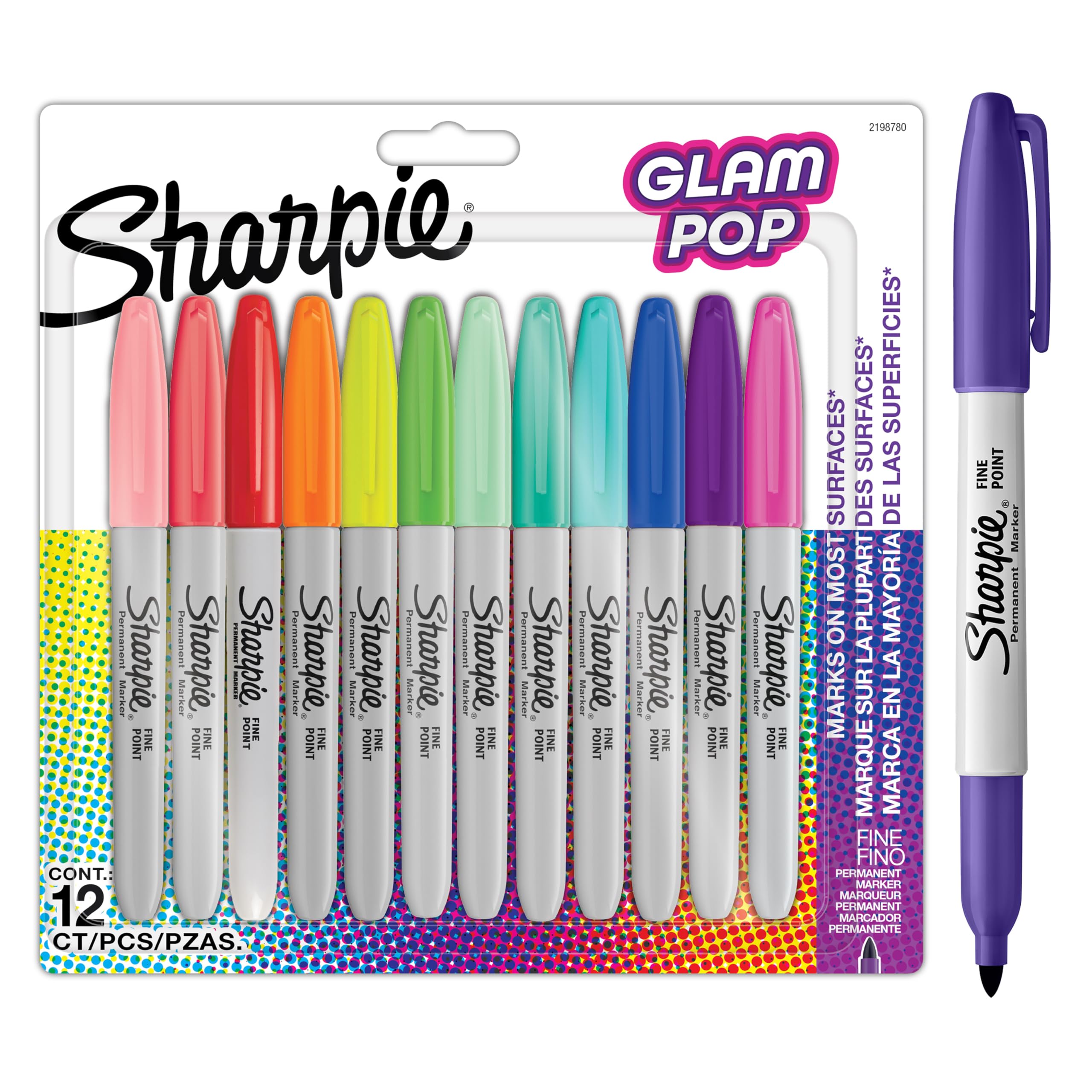 Sharpie Glam Pop Permanent Markers | Fine Point for Bold Details | Assorted