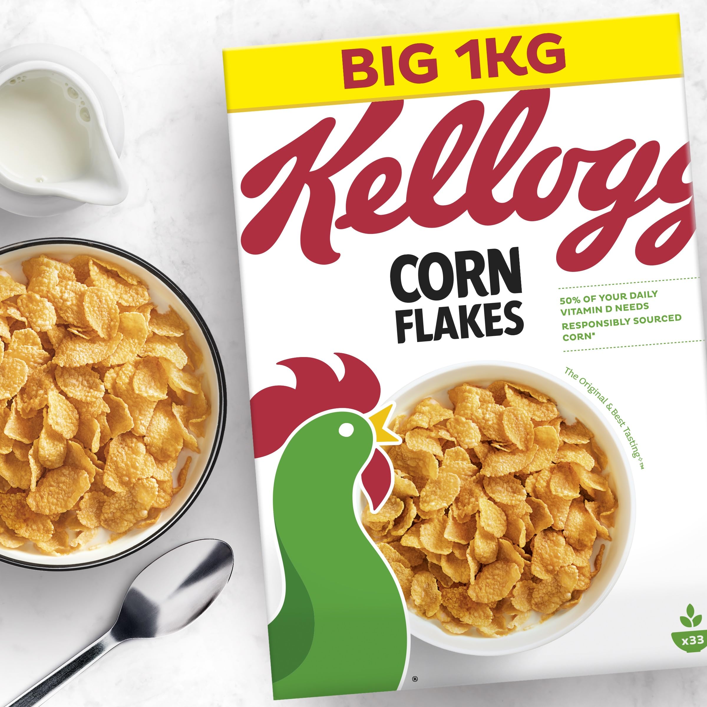 Kellogg's Corn Flakes Breakfast Cereal - Toasted Golden Corn Flakes | 1kg
