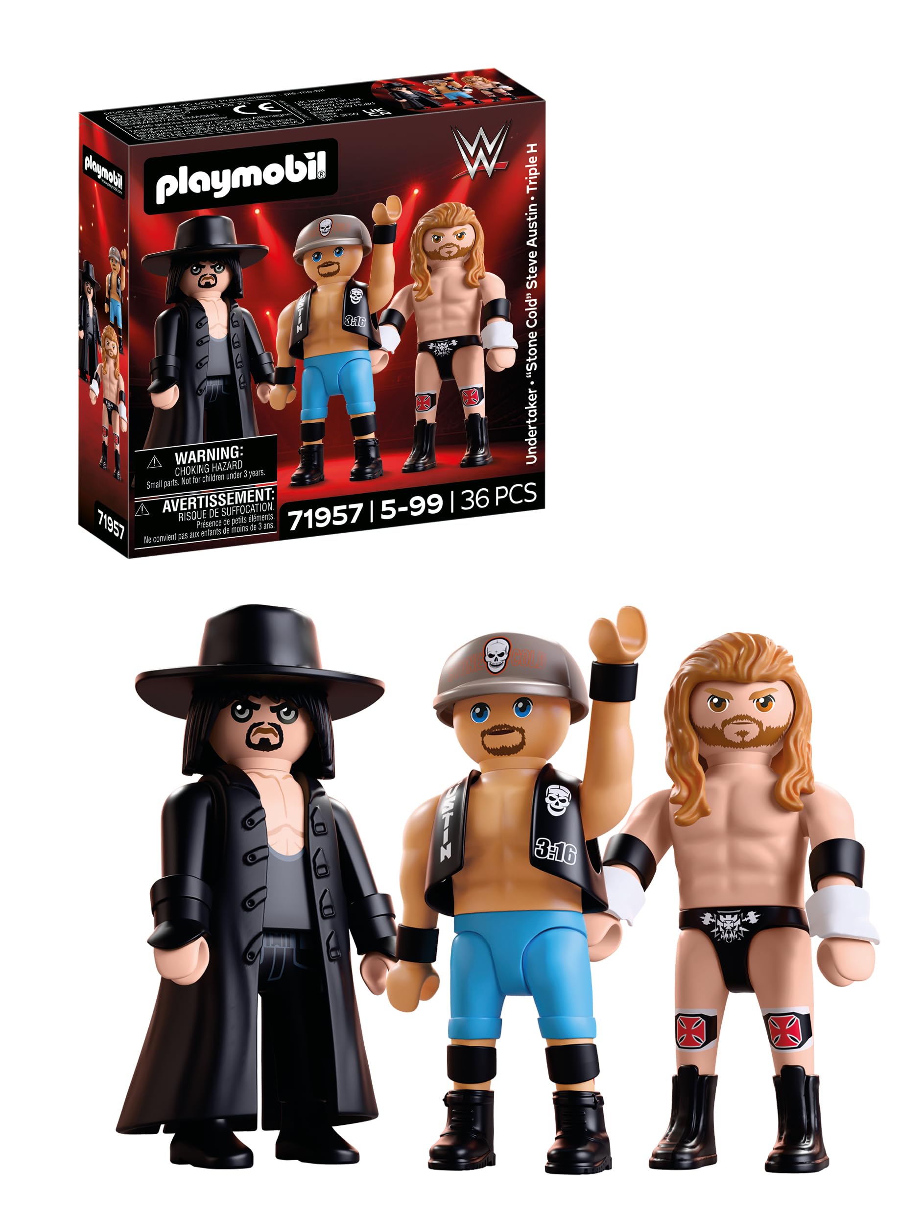 Playmobil WWE Attitude Era Multipack Figure Set - Undertaker, Stone Cold, Triple H | Ages 4+ 1