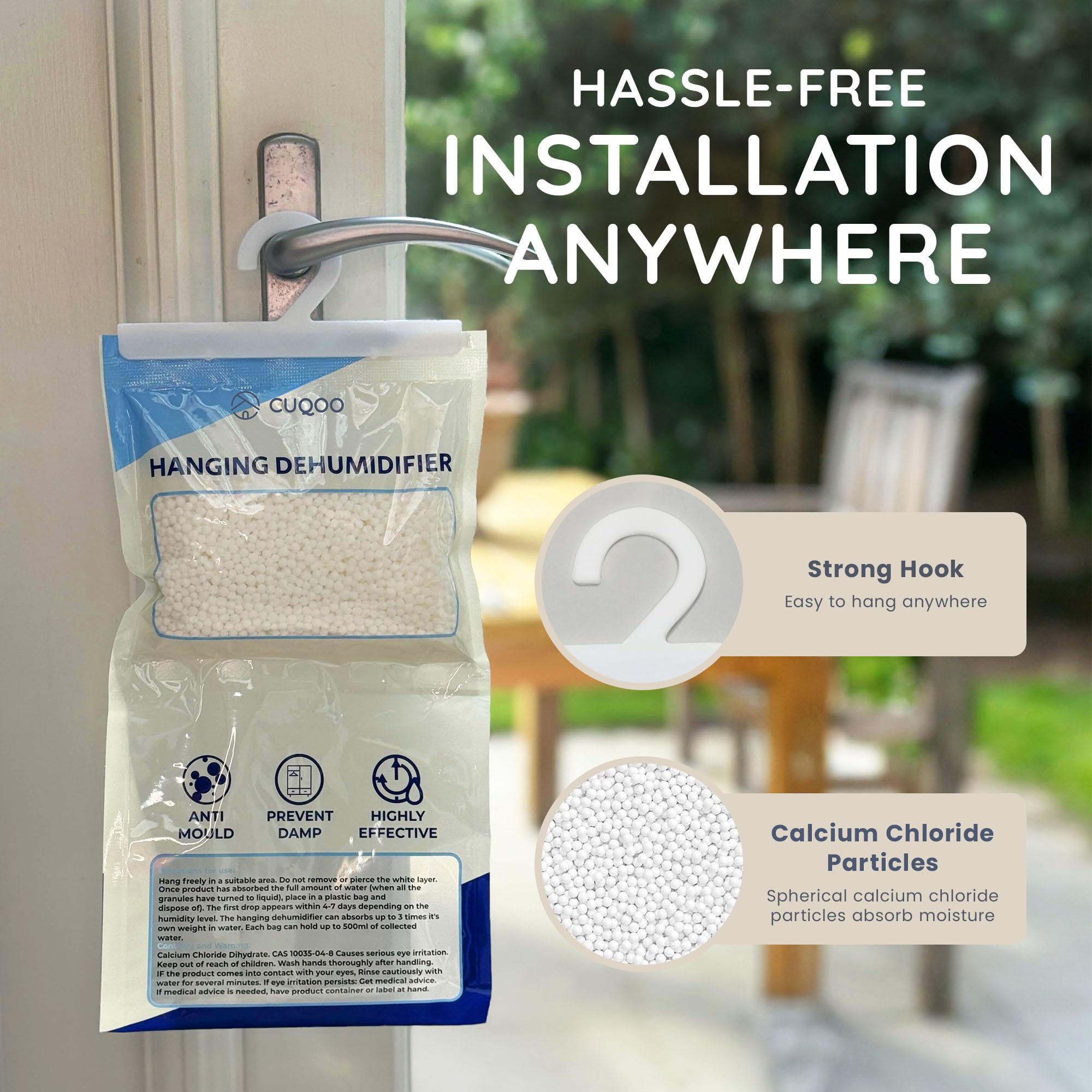 CUQOO - Hanging Wardrobe Dehumidifier Bags Disposable Moisture Absorber 6 Pack 7