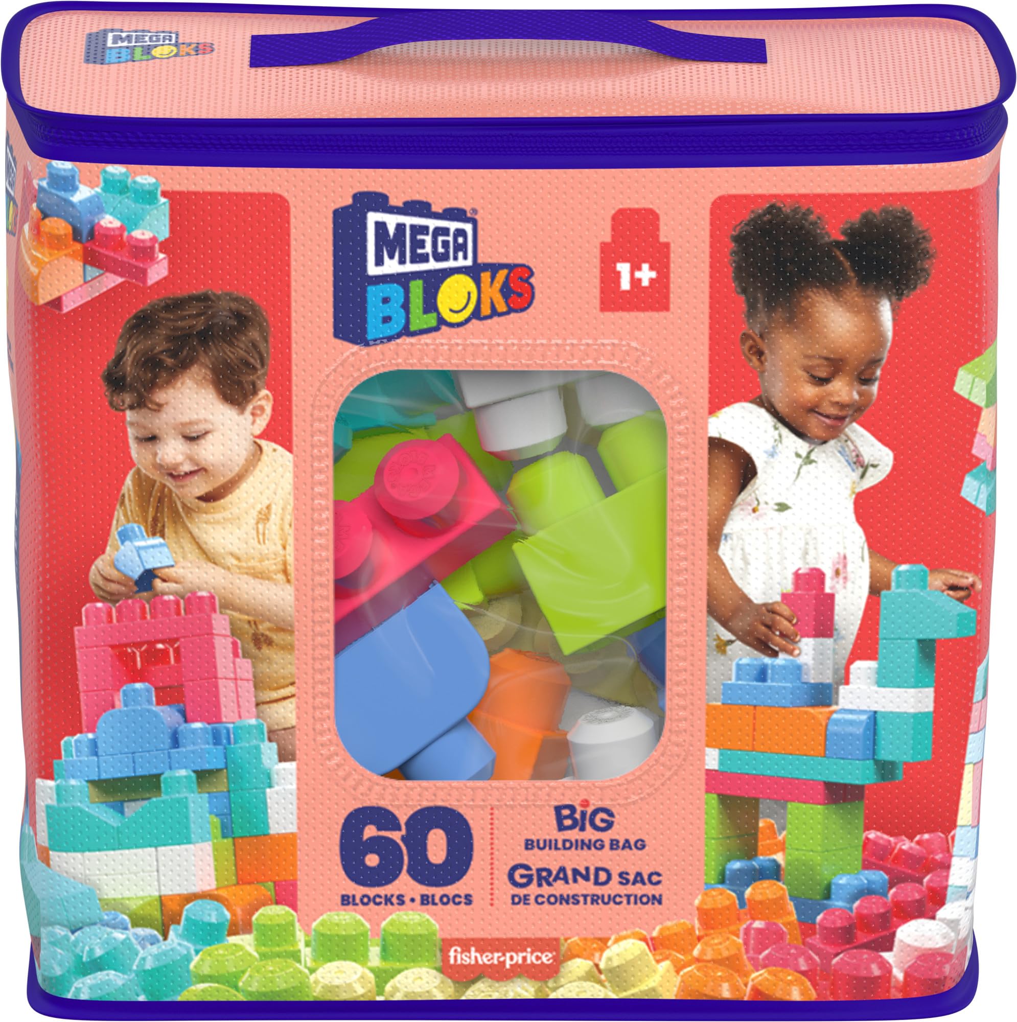 MEGA BLOKS Big Building Bag - 60-Piece Building Set for Ages 1+ 6