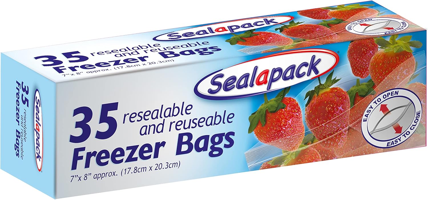 Sealapack - Reusable Freezer Bags Resealable Food Storage 35 Pack