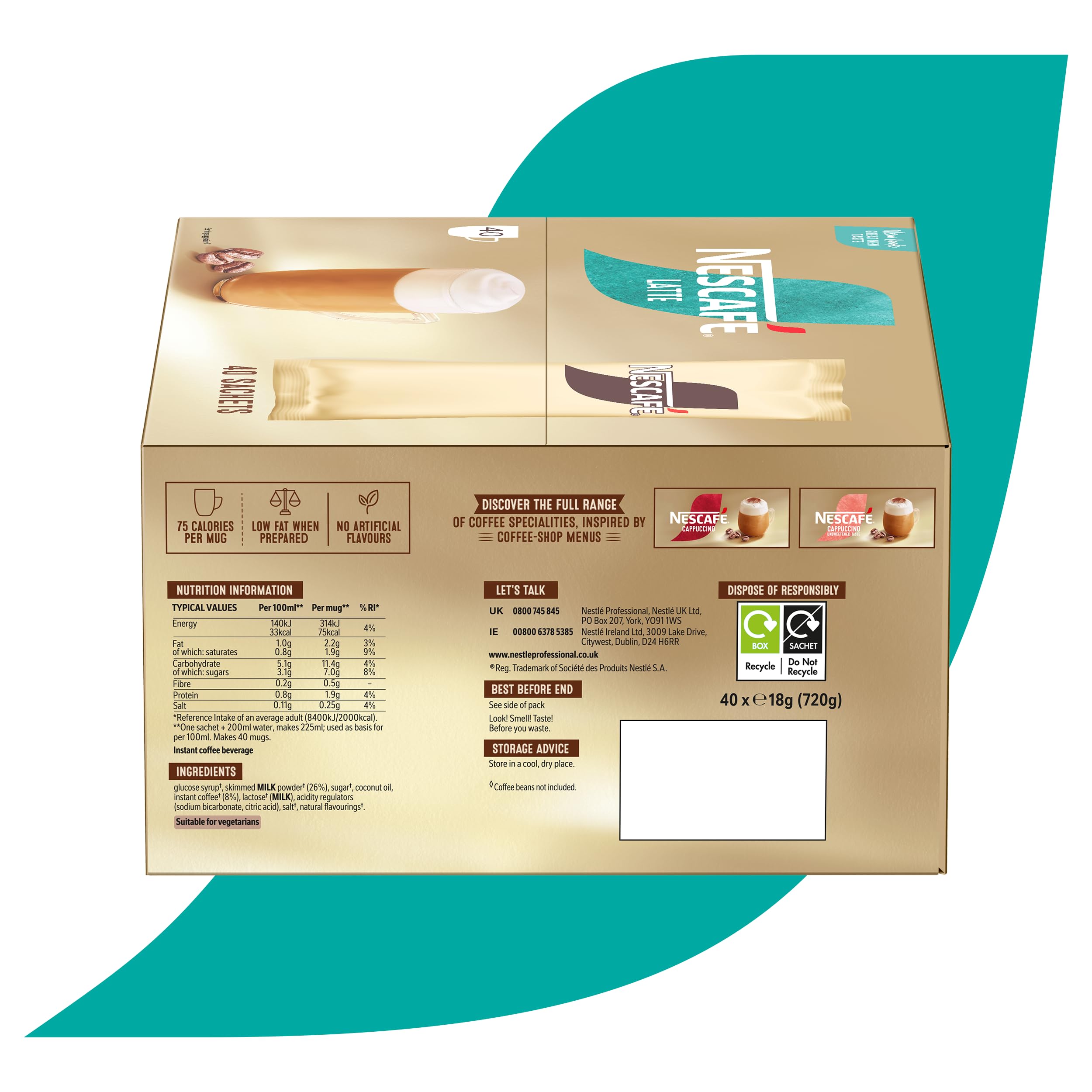 NESCAFÉ Gold Latte Instant Coffee Sachets - 40 x 18g 7