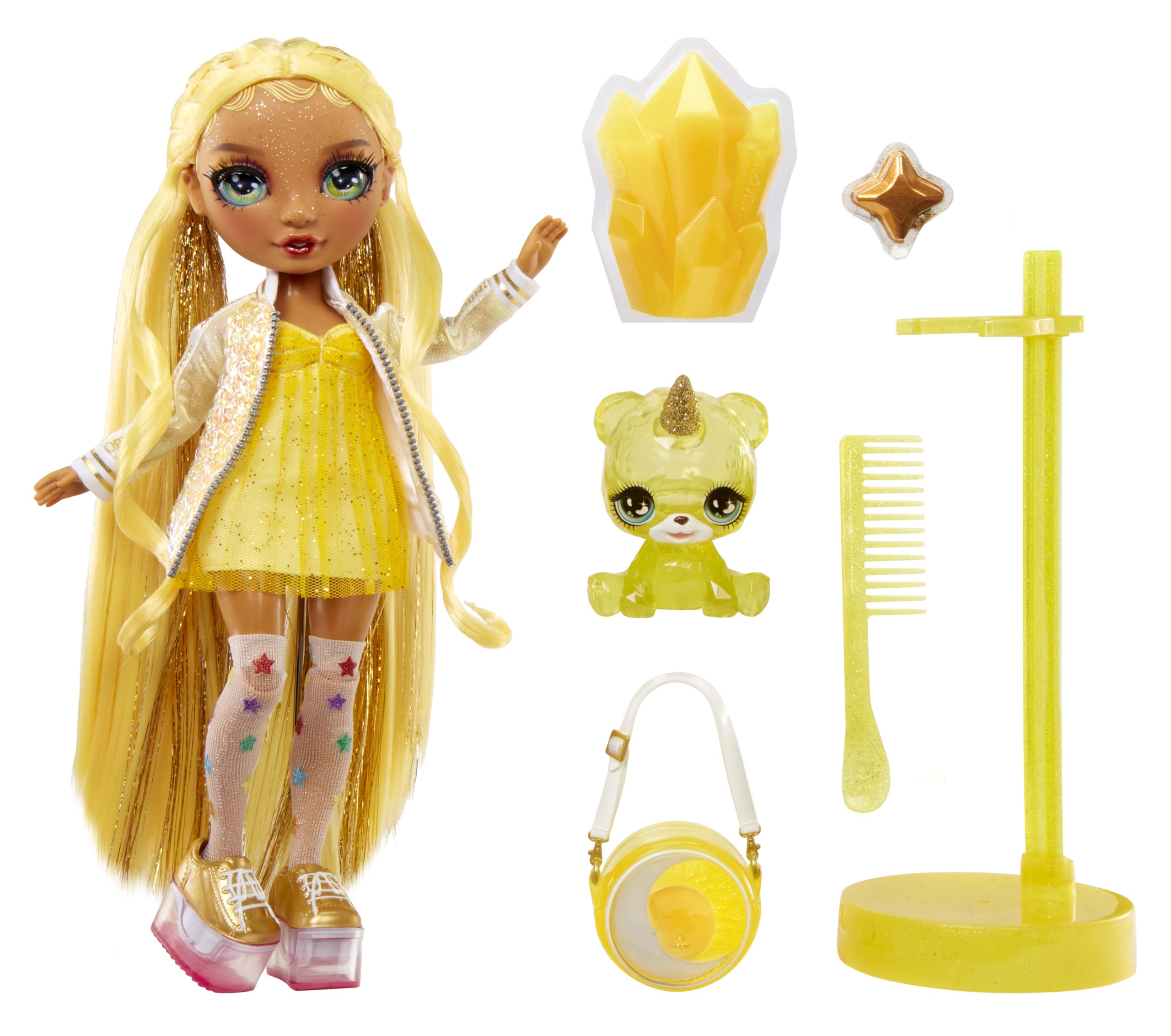 Rainbow High Sunny Madison Fashion Doll with Sparkle Slime & Magical Pet - 28 cm Yellow Shimmer Doll with Customizable Accessories 8