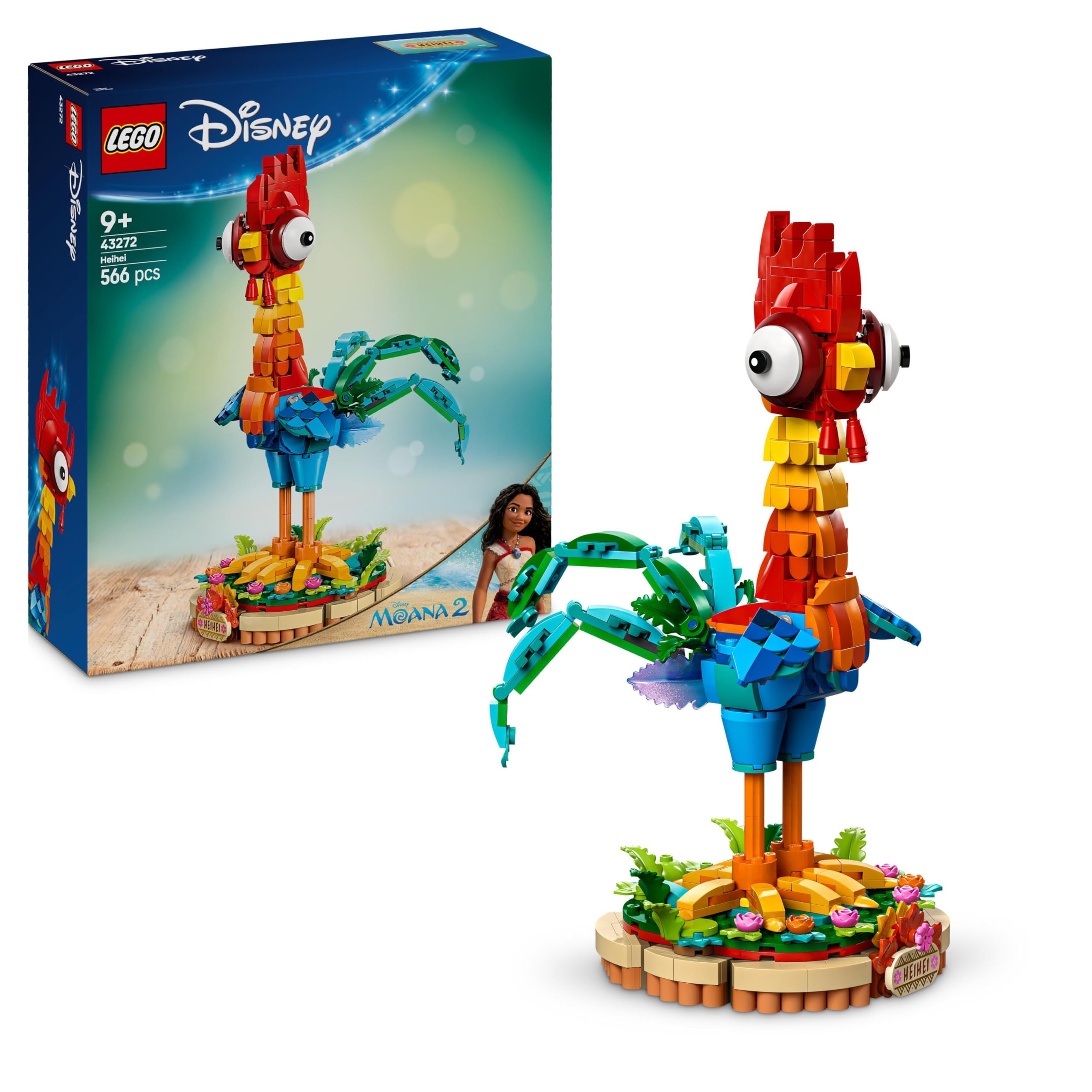 LEGO ǀ Disney Moana 2 Heihei Buildable Animal Toy - Posable Chicken Figure with Stand for Kids 9+ 10