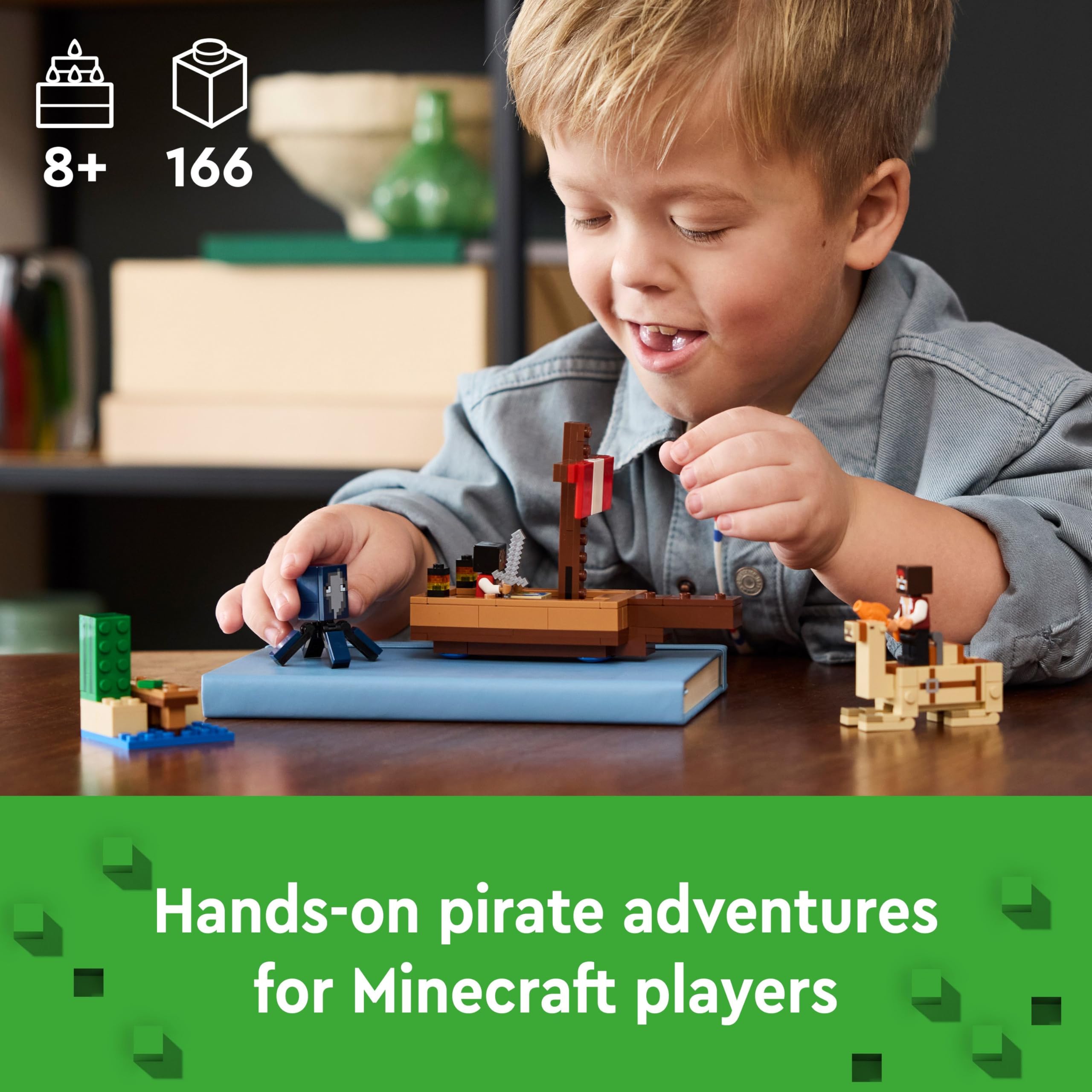 LEGO Minecraft The Pirate Ship Voyage - Building Set with Pirate Figures & Camel for Ages 8+ 10
