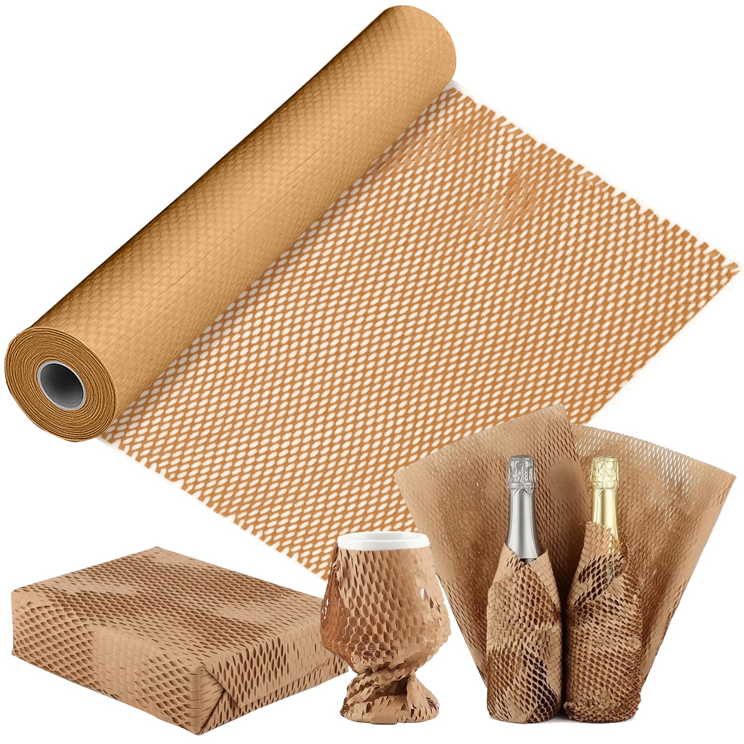 EPACKAGING Honeycomb Cushioning Wrap Roll - Eco-Friendly Kraft Paper for Gifting & Shipping | 30cm x 30m, Brown 1