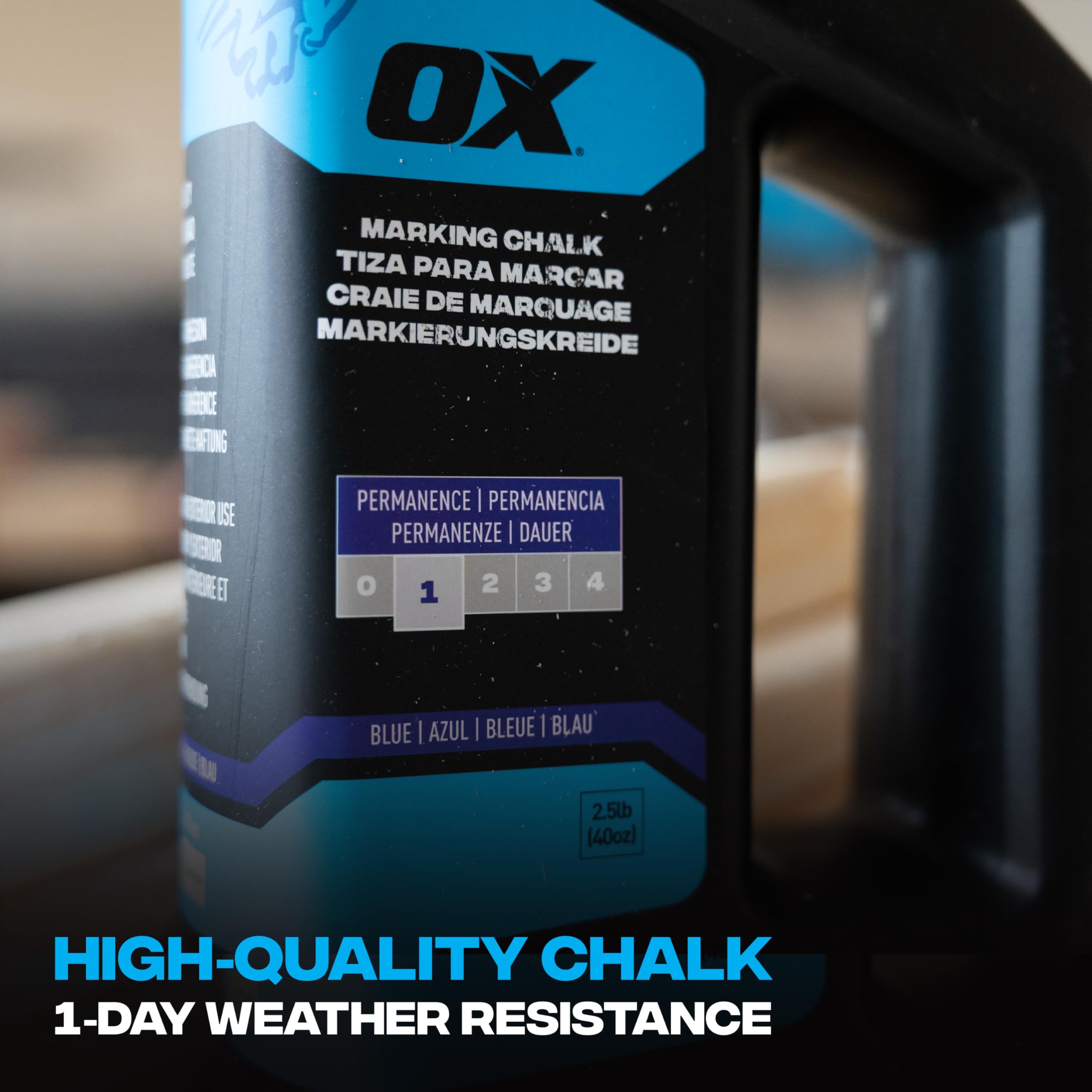 OX Tools Standard Blue Marking Chalk - 1.1kg/40oz Capacity | 1-Day Weatherability | Versatile Use 7