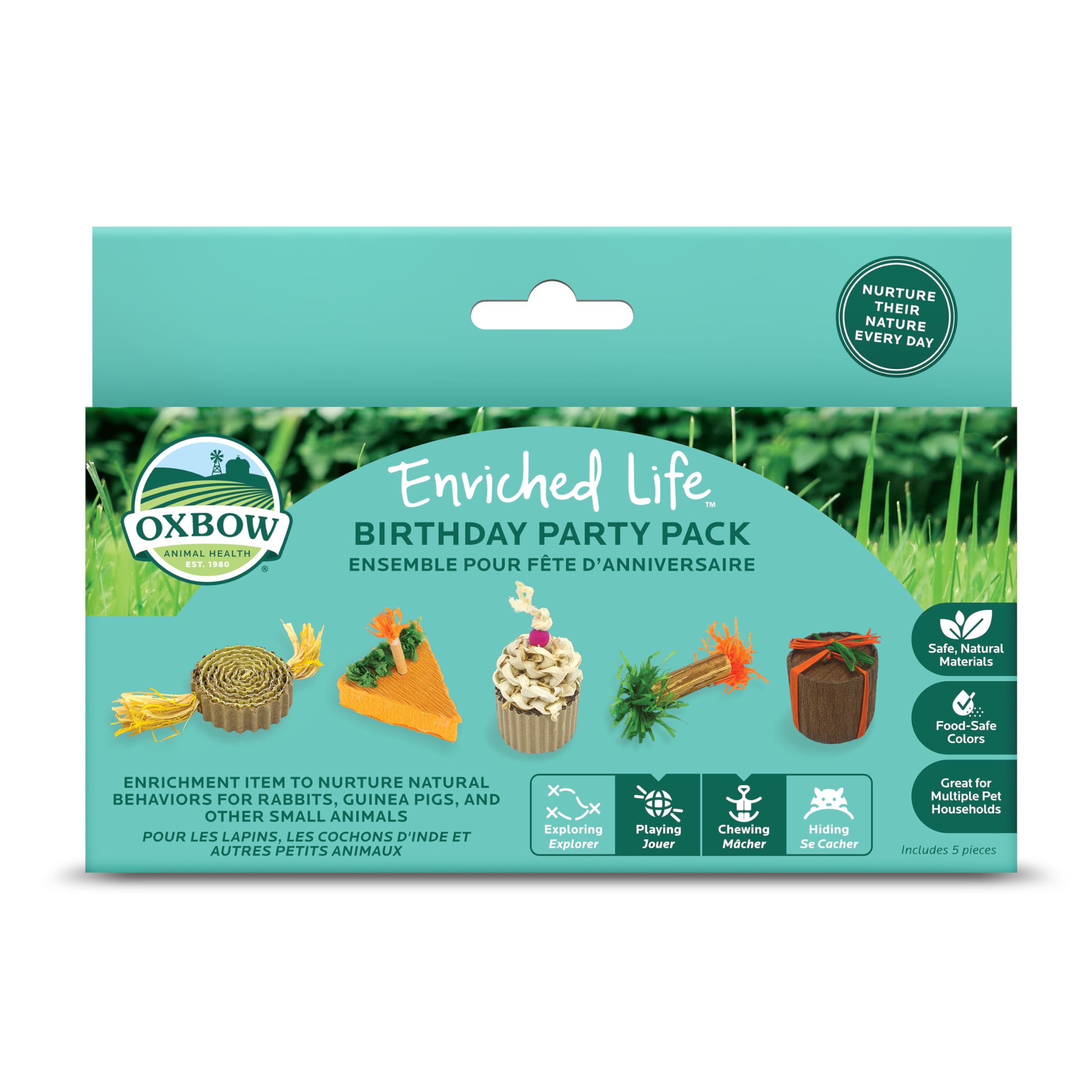 Oxbow Enriched Life Birthday Party Pack - 5 Natural Chews for Small Animals | Lightweight & Portable