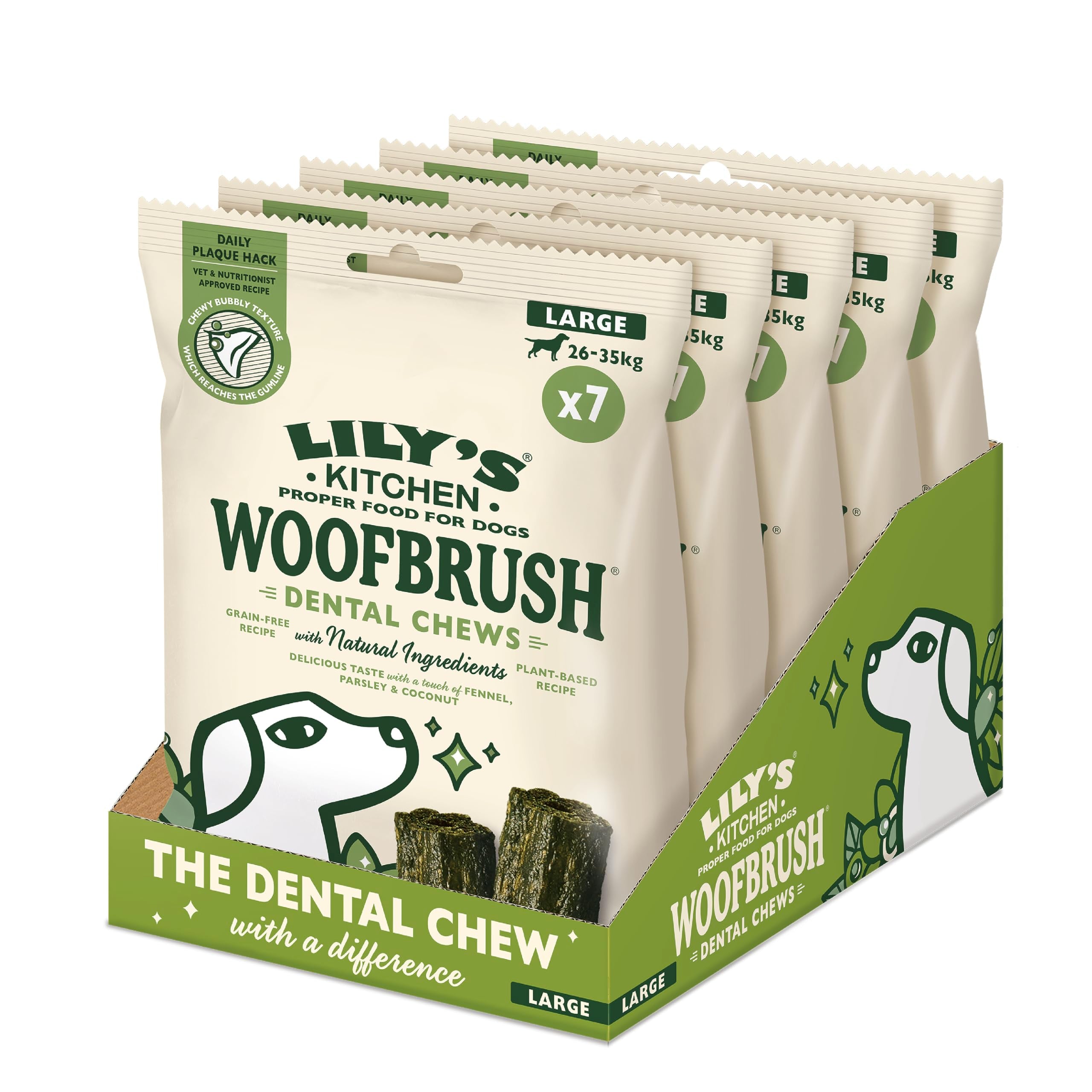 Lily's Kitchen Woofbrush Large Dental Dog Chew - Grain-Free, Natural Ingredients, Vet Approved | 329g Pack 1