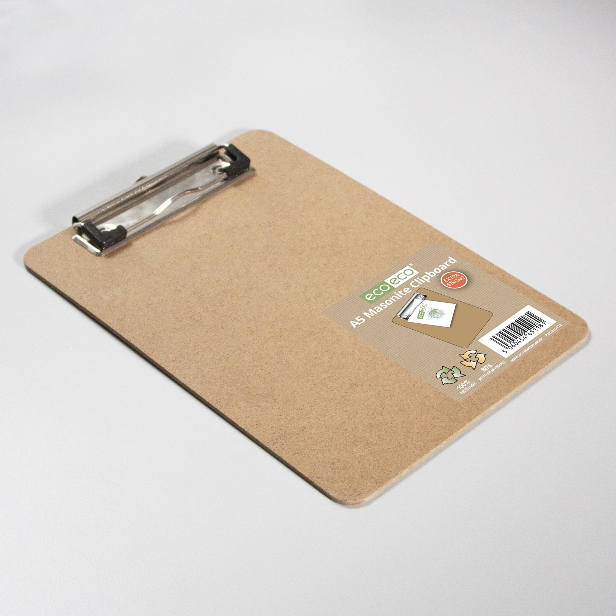 eco-eco A5 Masonite Clipboard with Low Profile Metal Clip | Sand Color | 96g 4