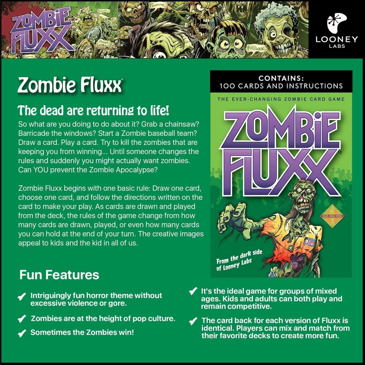 Looney Labs Zombie Fluxx Card Game, Multicoloured 7