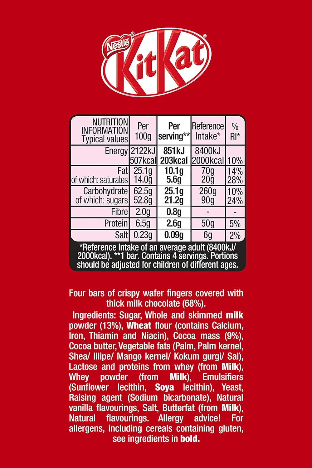 KITKAT - 4 Finger Milk Chocolate Bars, 24-Pack (24 x 41.5 g) 7