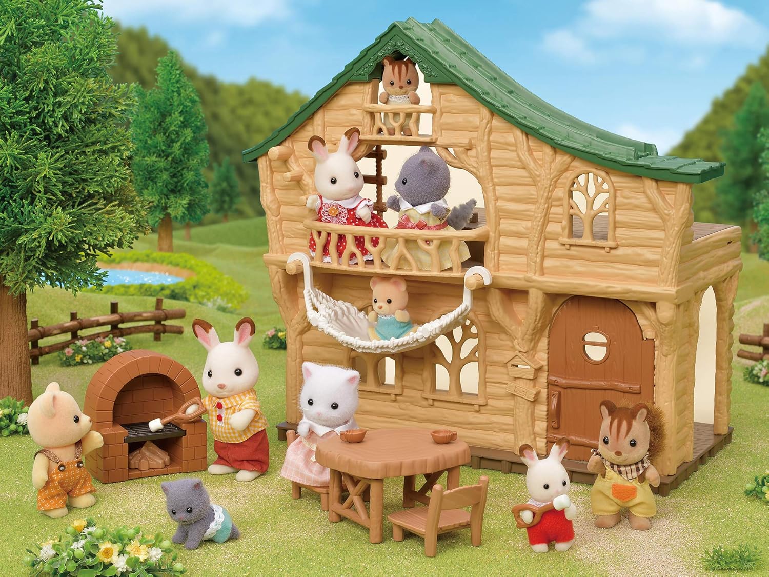 Sylvanian Families Lakeside Lodge Log Cabin - Playset with Furniture & Secret Slide 6