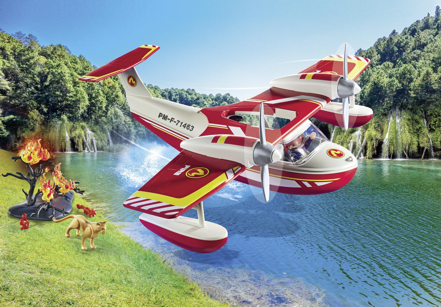 Playmobil 71463 Firefighting Seaplane Playset - Action Hero Rescue Mission with Extinguishing Function, Ages 4+ 6