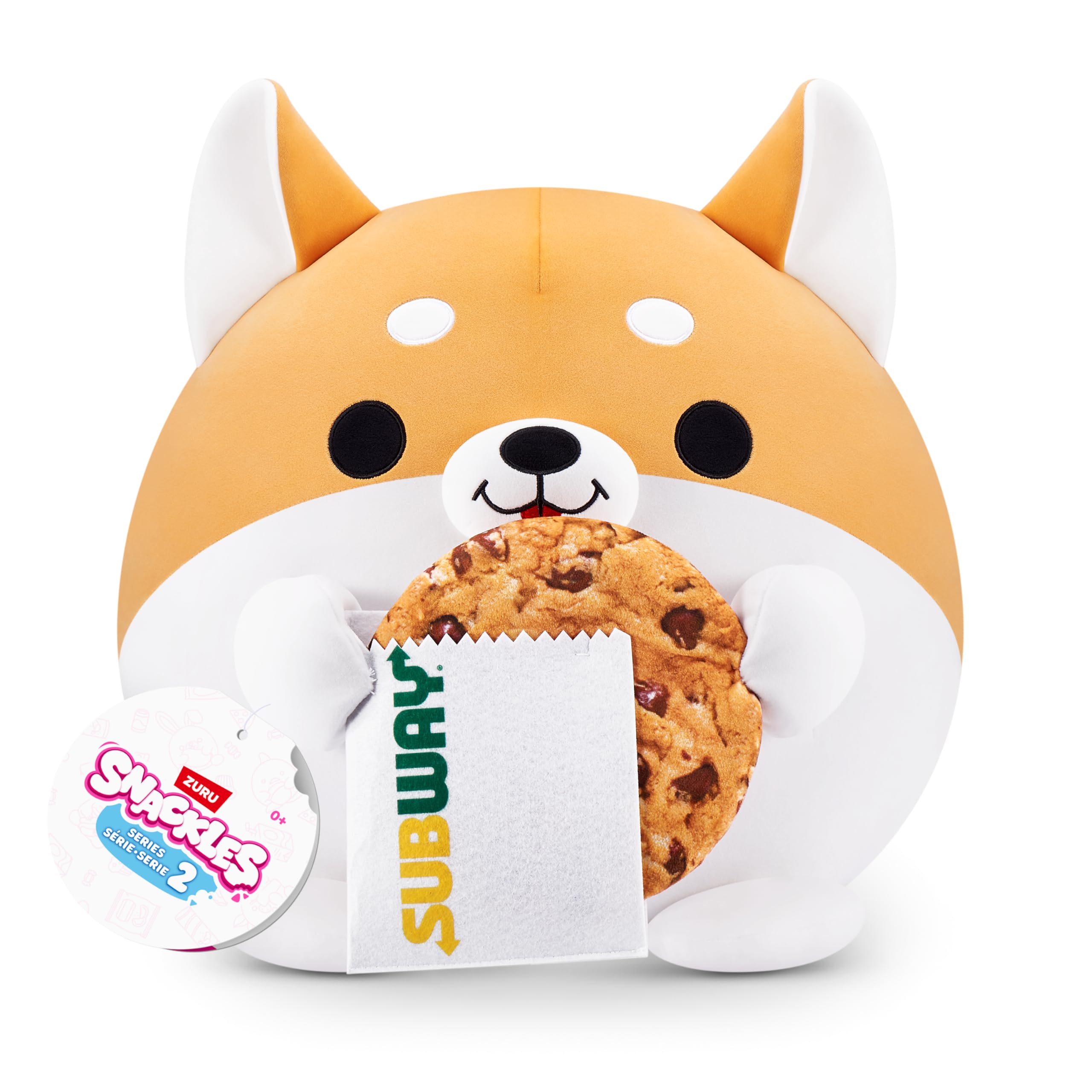 Snackles Series 2 Wave 2 - Corgi with Subway Cookie, 35 cm Super Soft Plush Collectible Toy