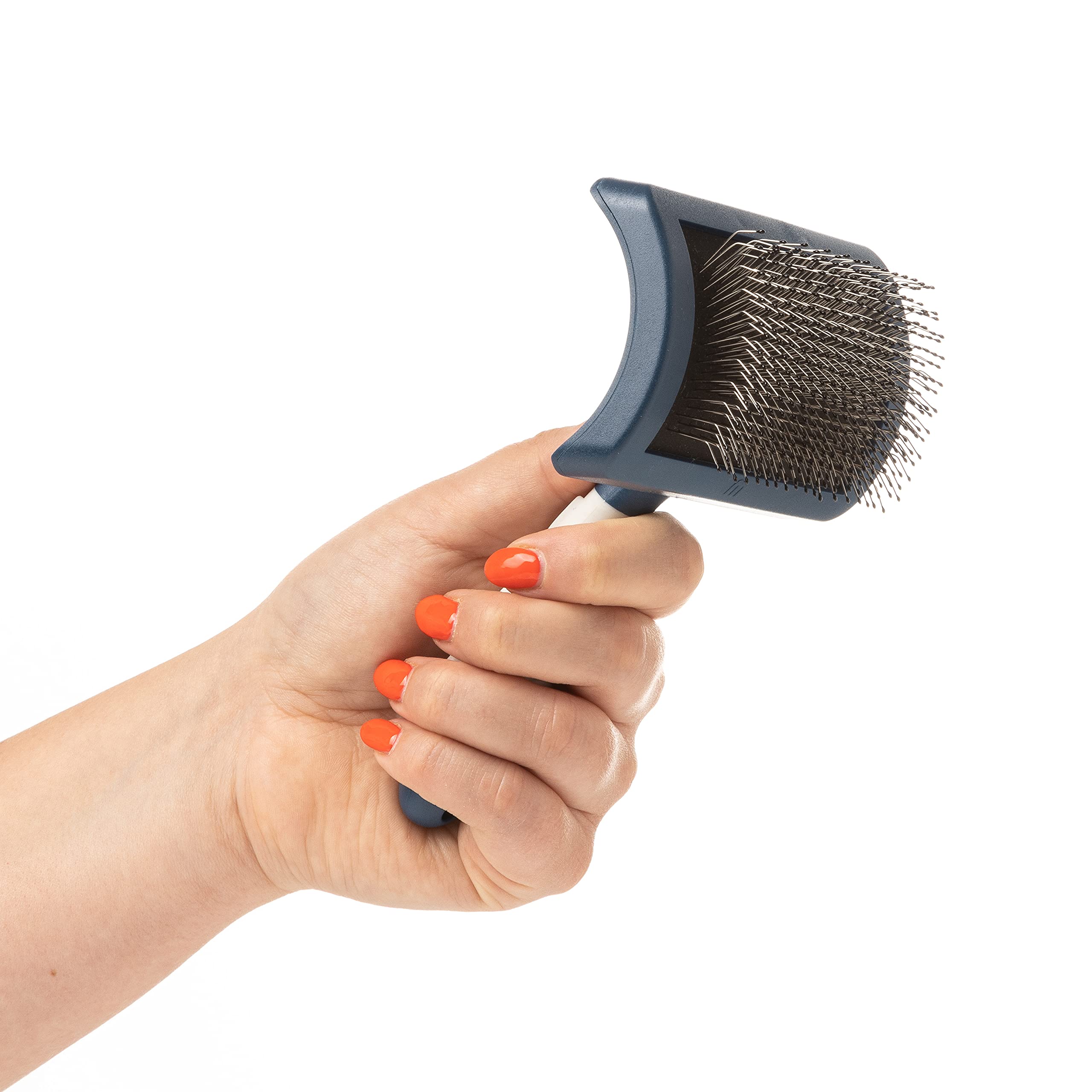Mikki Dog Puppy Grooming Curved Head Slicker Brush for Doodles | X-Small | Stainless Steel Pins 8