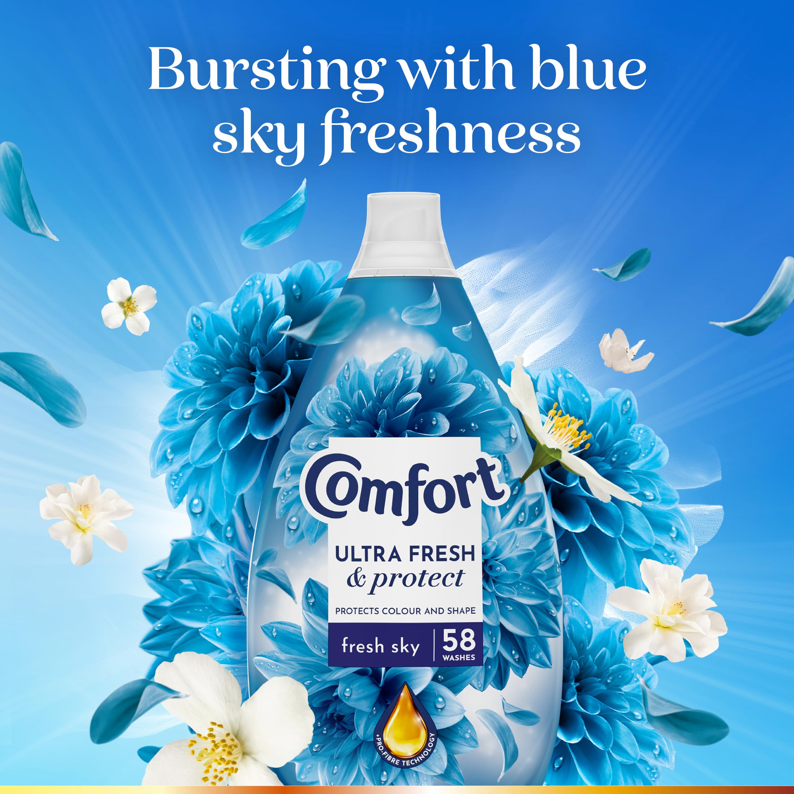 Comfort Ultra Fresh & Protect Fresh Sky Fabric Conditioner - Liquid Fabric Softener 3