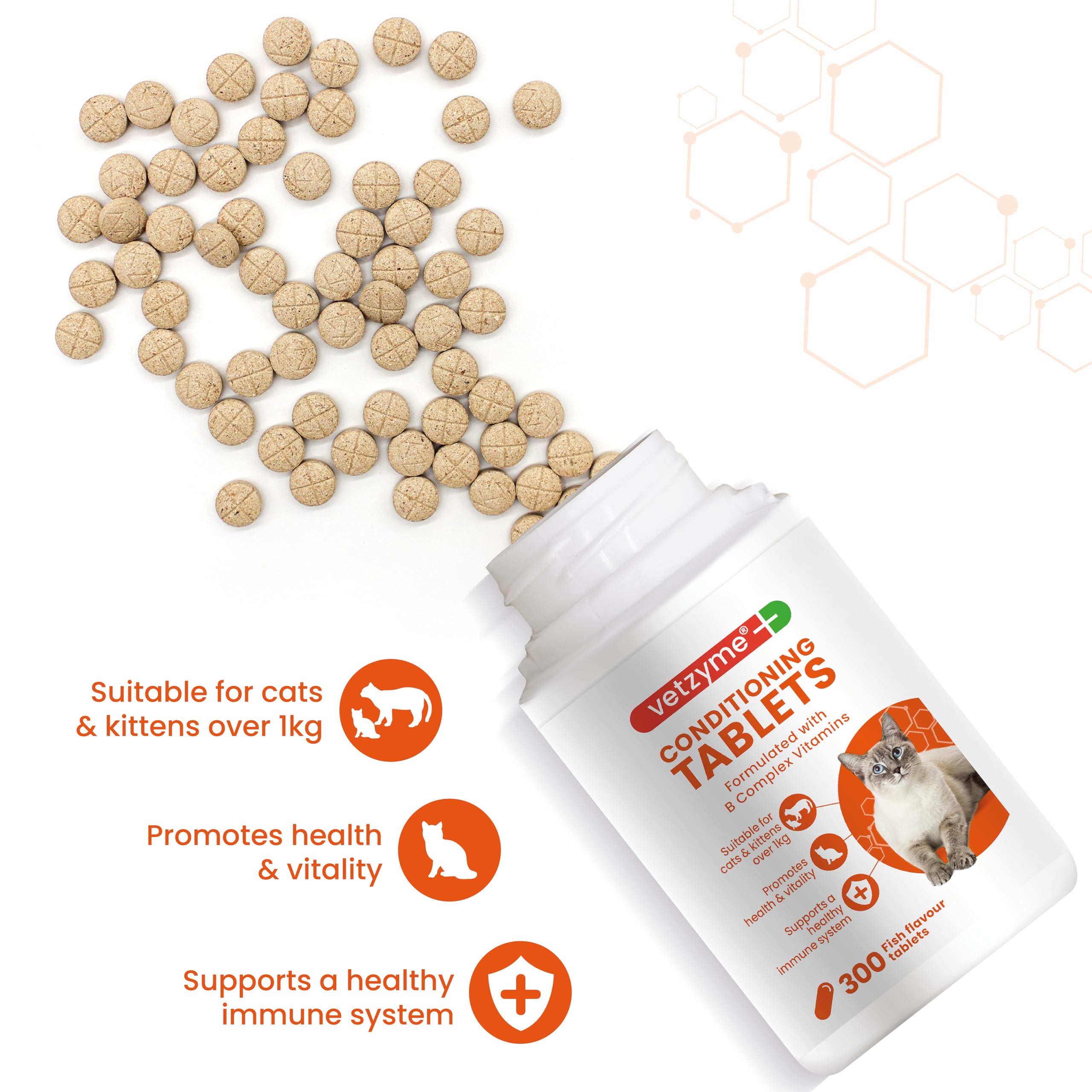 Vetzyme Conditioning Tablets for Cats and Kittens - Multivitamin Supplement | 300 Tablets