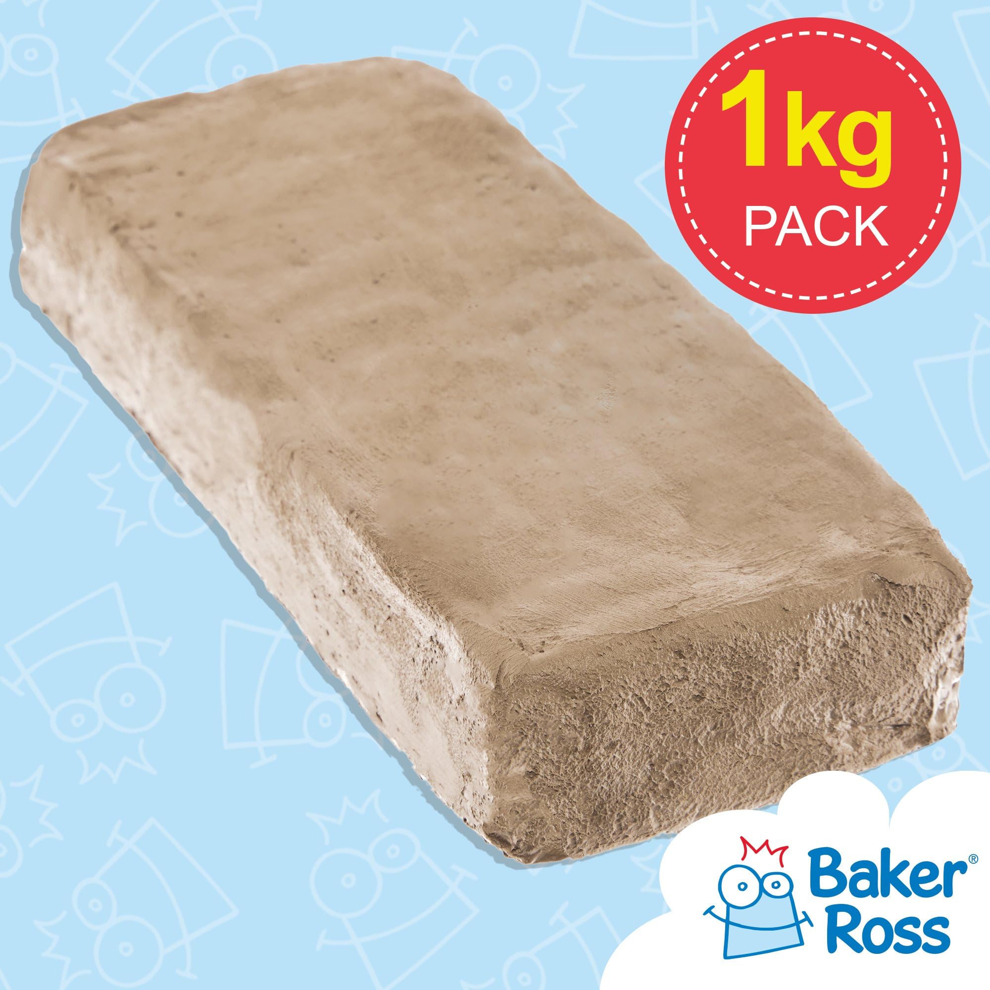 Baker Ross FX918 Grey Air Drying Clay - 1kg Pack | Modelling & Pottery Clay for Kids 2
