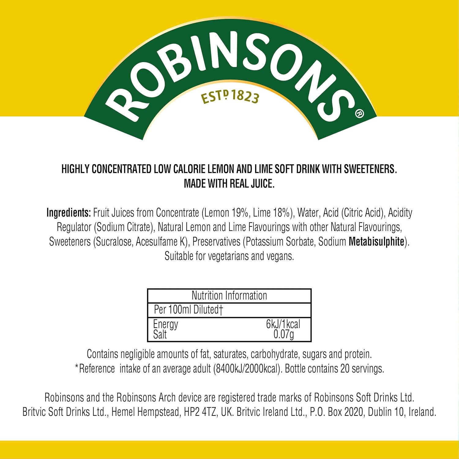 Robinsons Mini – Ohne Zuckerzusatz – Kalorienarm – Zitronen- und Limetten-Fruchtsaftkonzentrat – Ergibt 20 Getränke 5